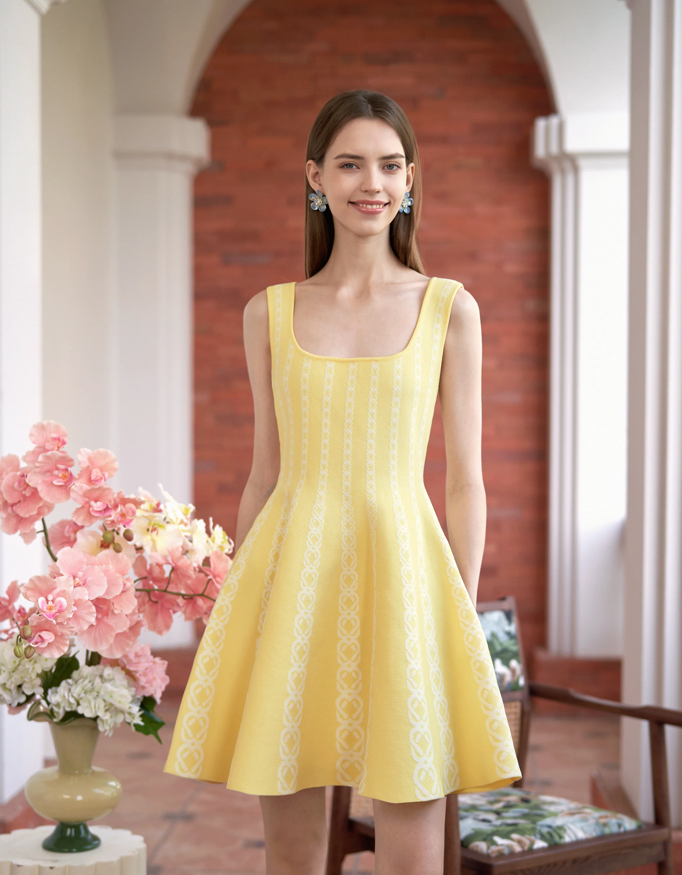 Sleeveless Knitted A-line Dress - Image 2
