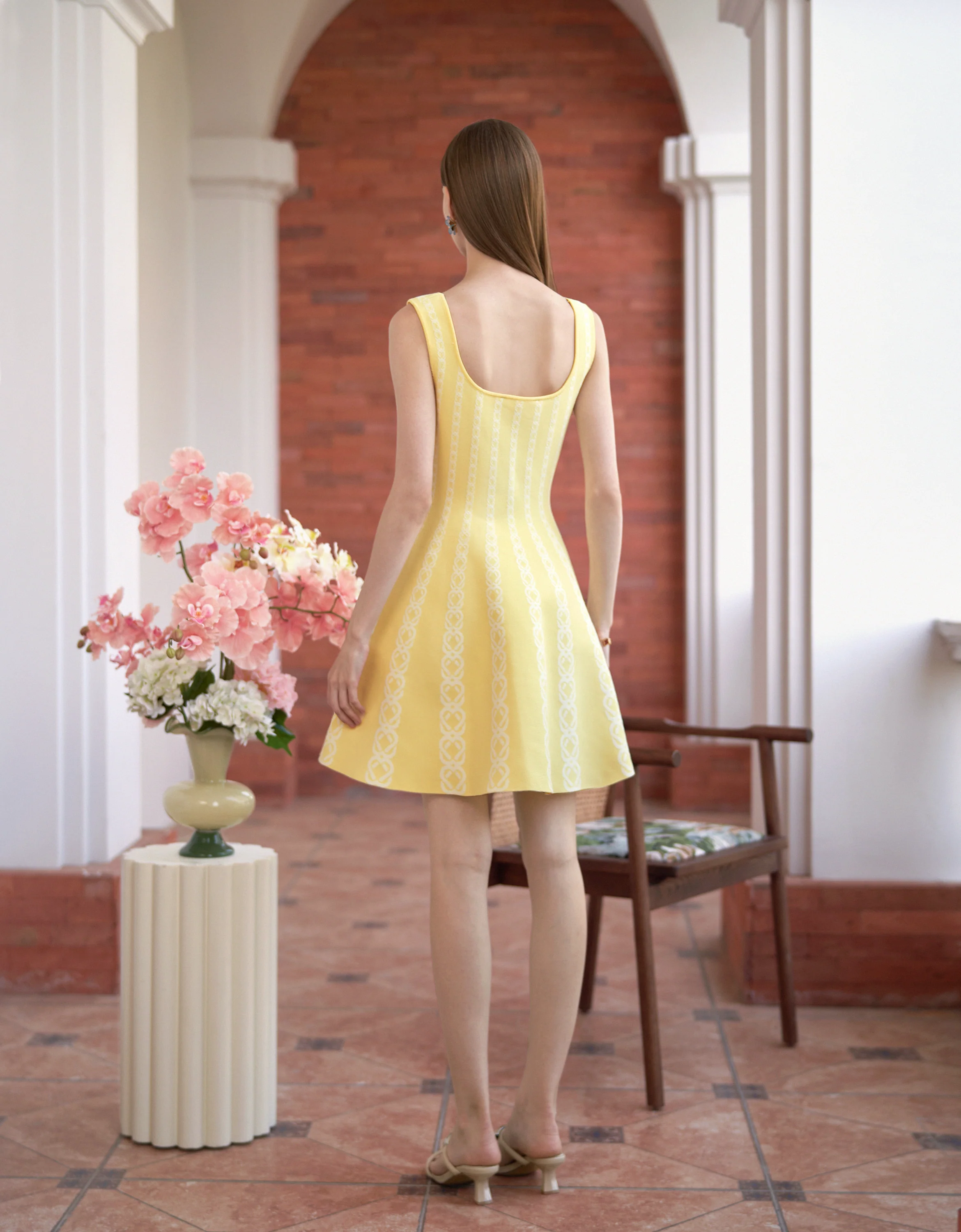 Sleeveless Knitted A-line Dress - Image 3
