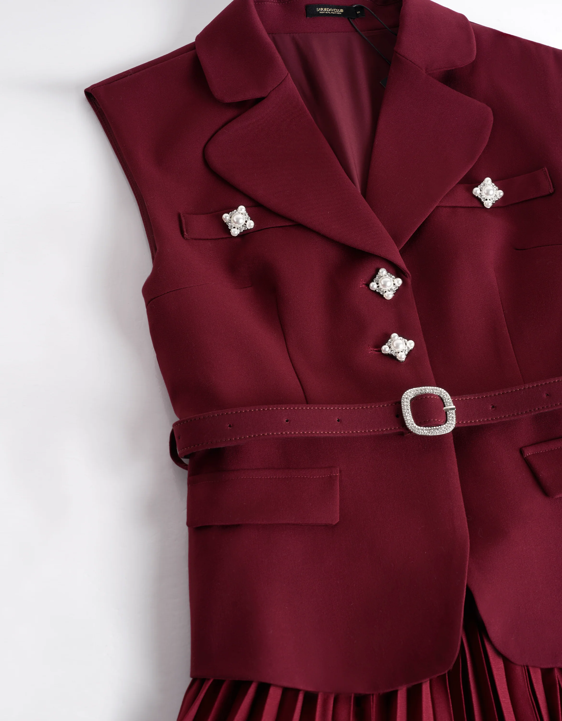 Sleeveless Pleated Suit Dress - Image 5