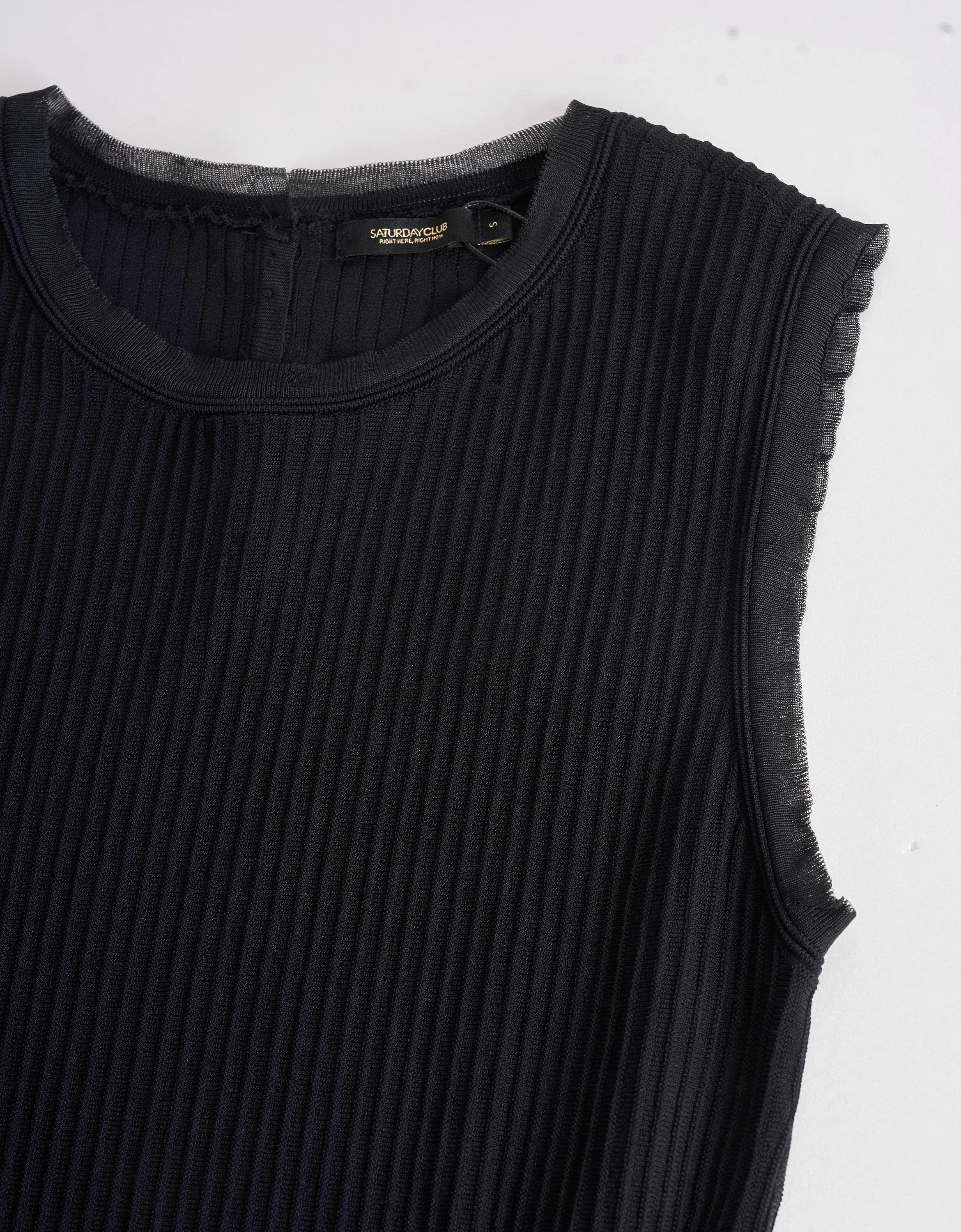 Sleeveless Pleated Tulle Knit Top - Image 5