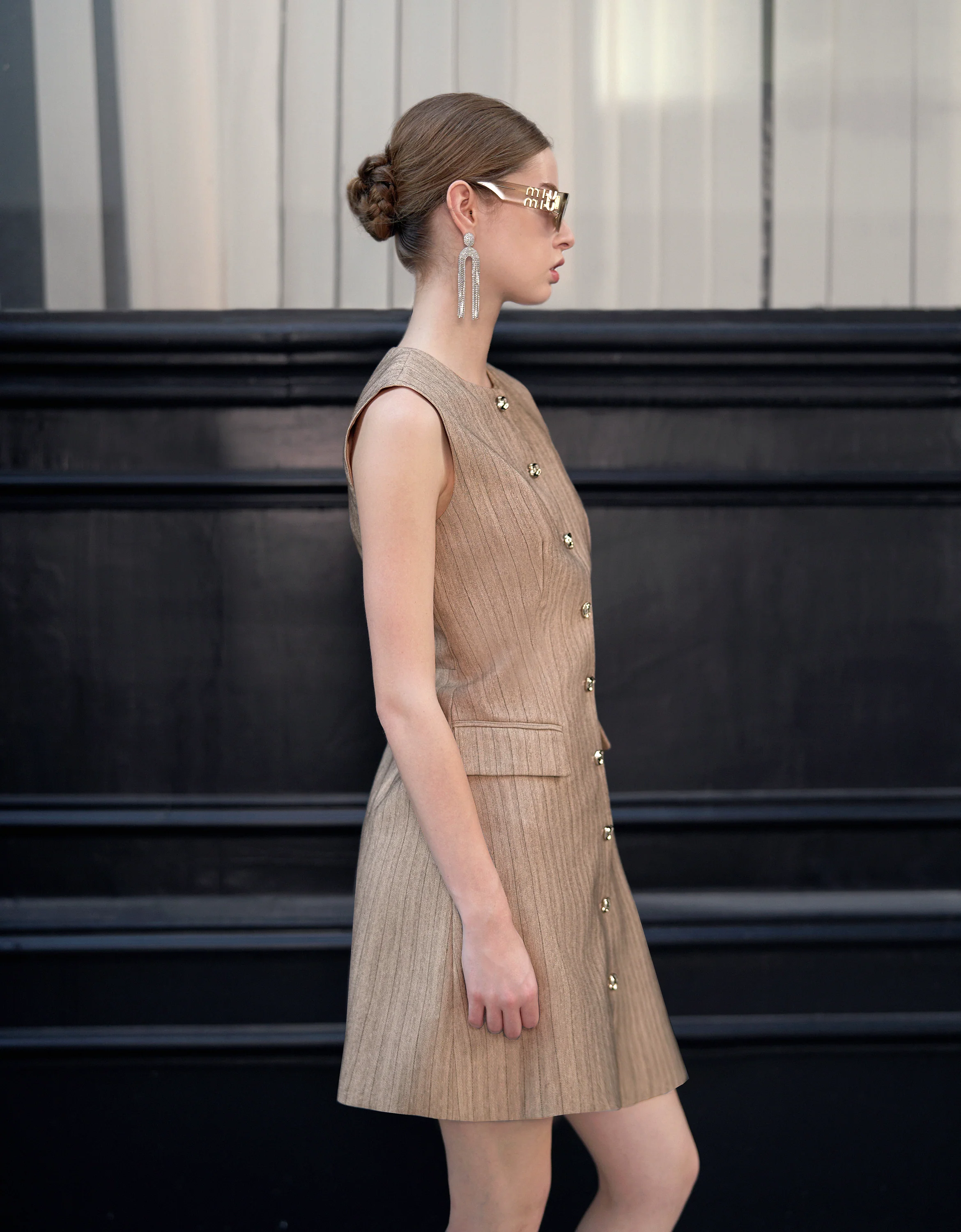 Sleeveless Textured Stripe Dress - Image 11