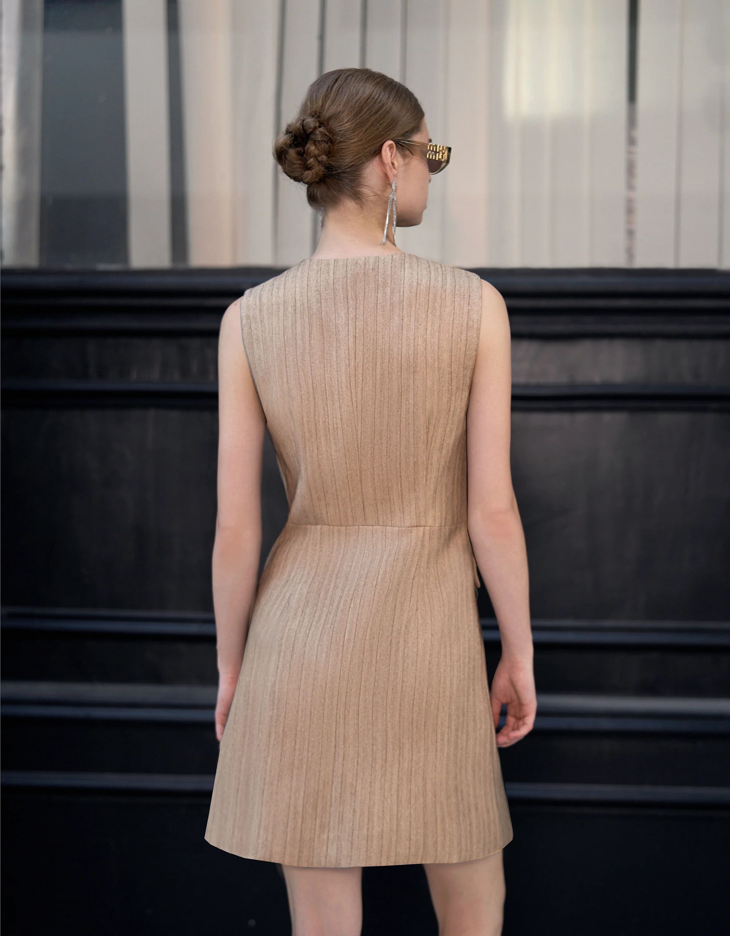 Sleeveless Textured Stripe Dress - Image 12