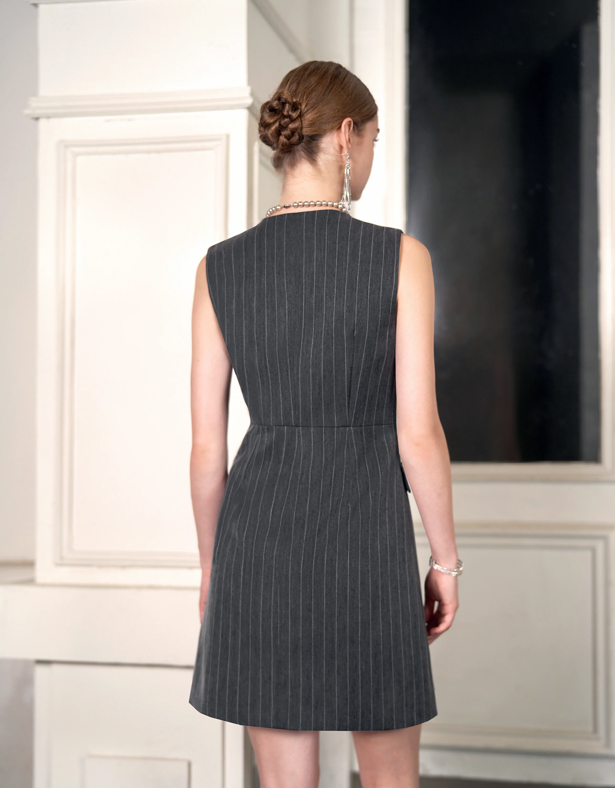 Sleeveless Textured Stripe Dress - Image 3