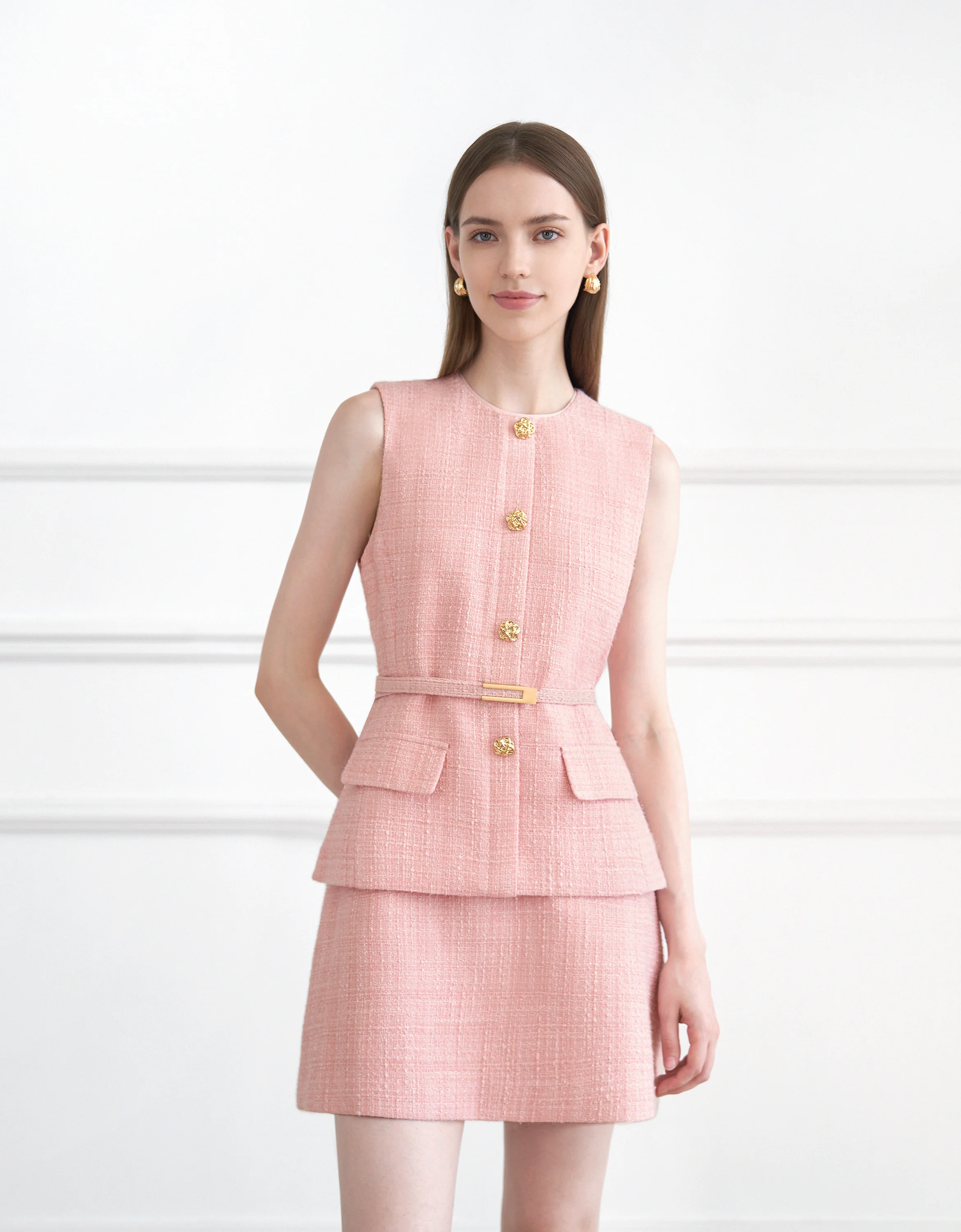 Sleeveless Tweed Vest Dress - Image 20