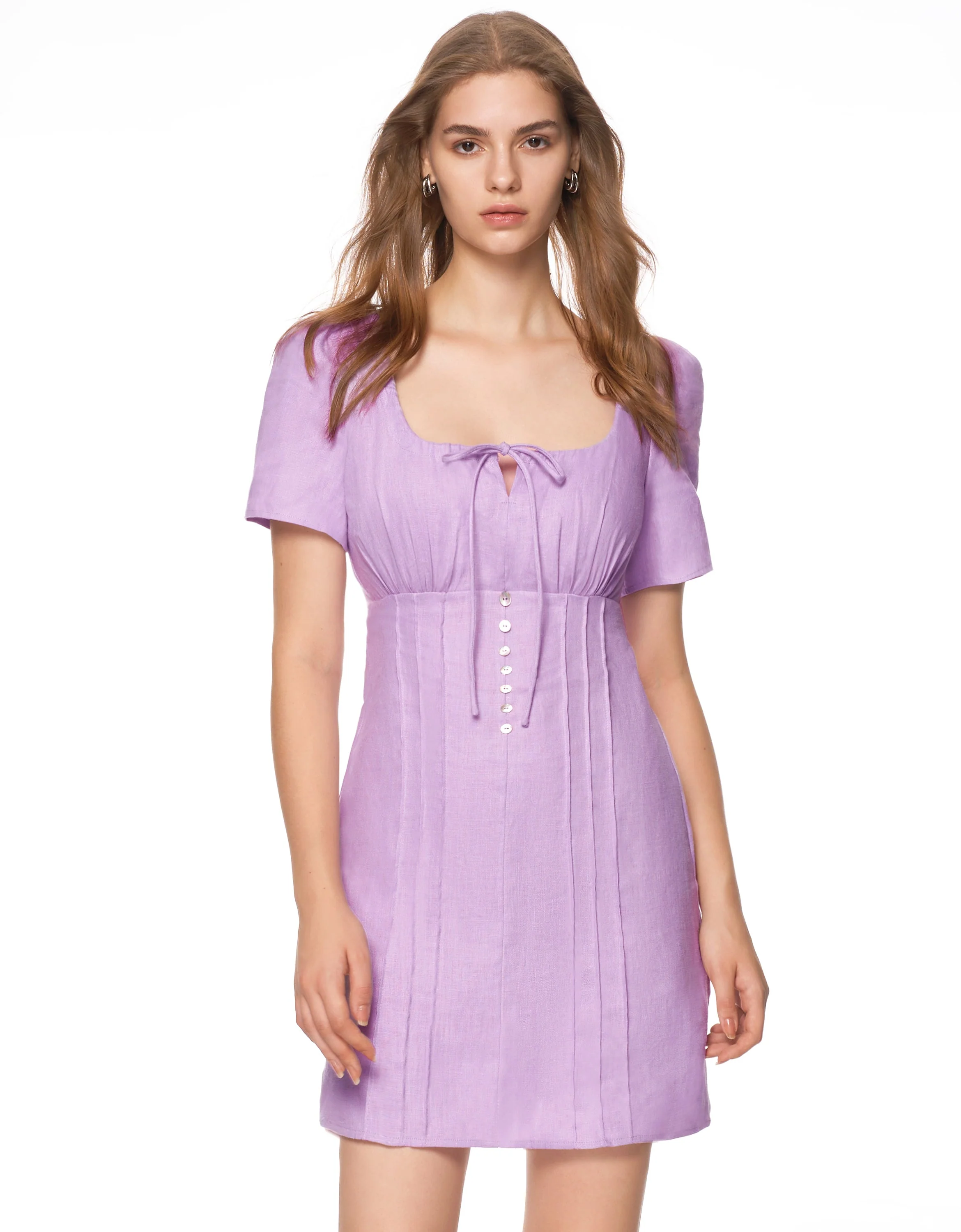 Square Neck Button Front Dress - Image 11