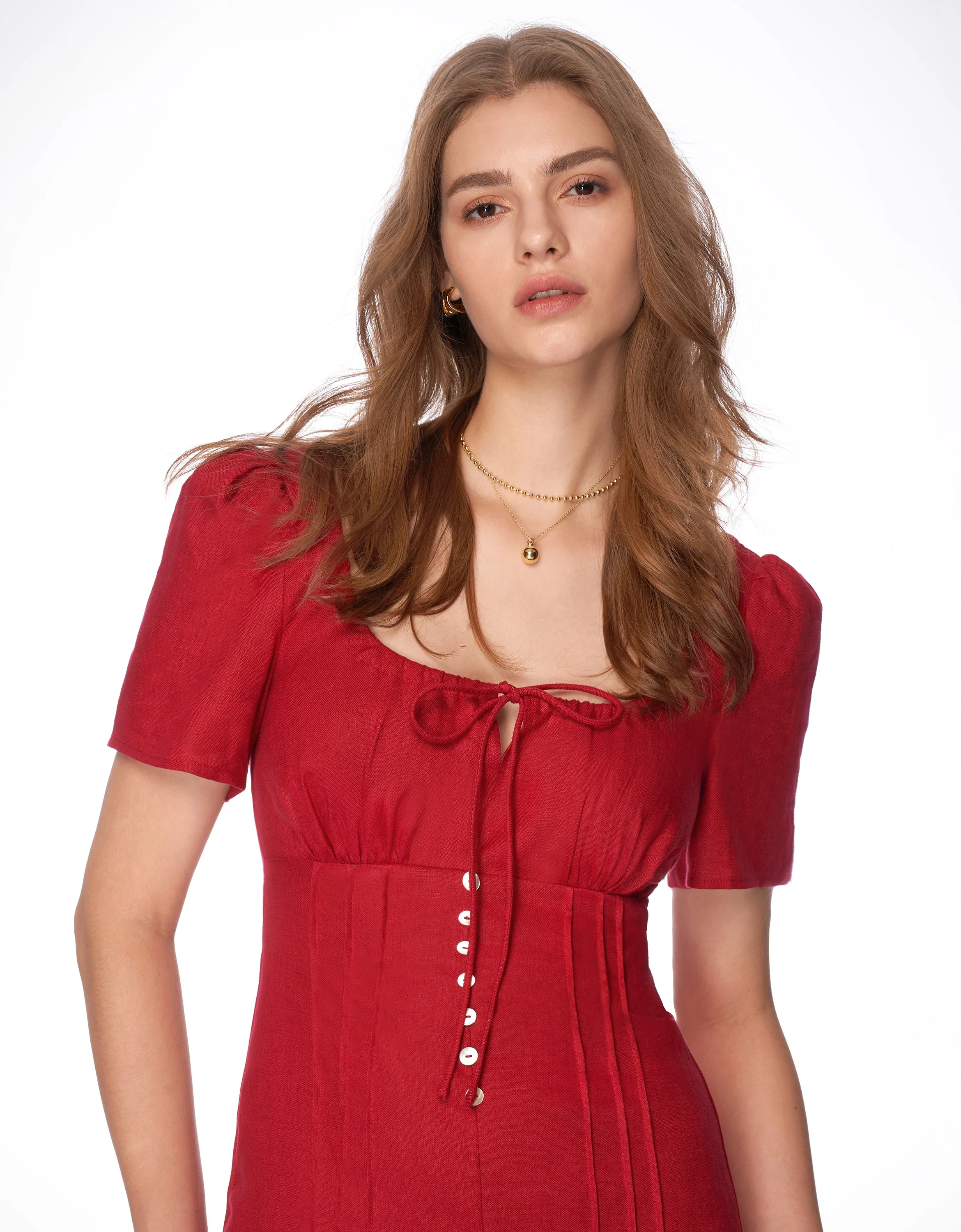 Square Neck Button Front Dress - Image 6