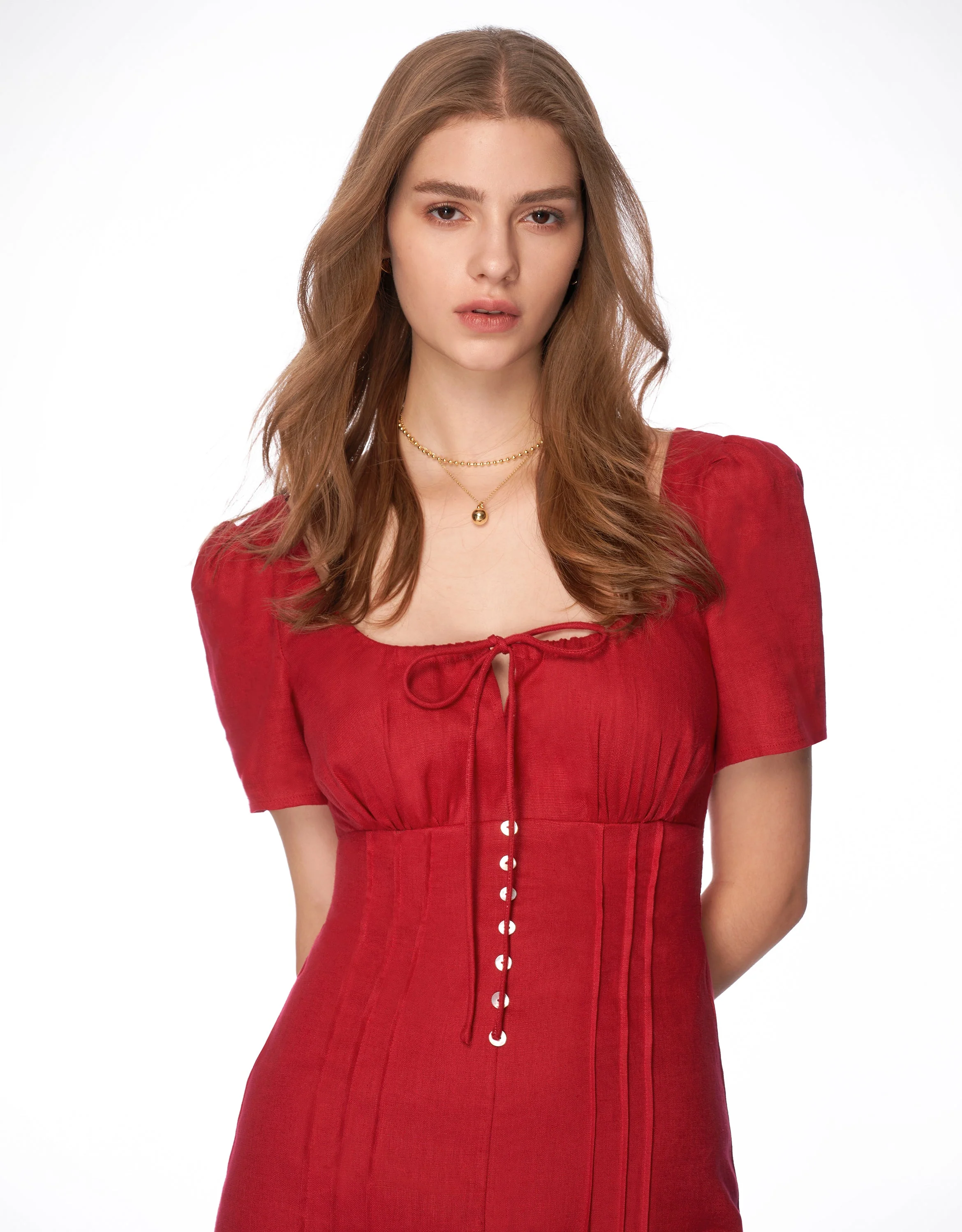 Square Neck Button Front Dress - Image 8