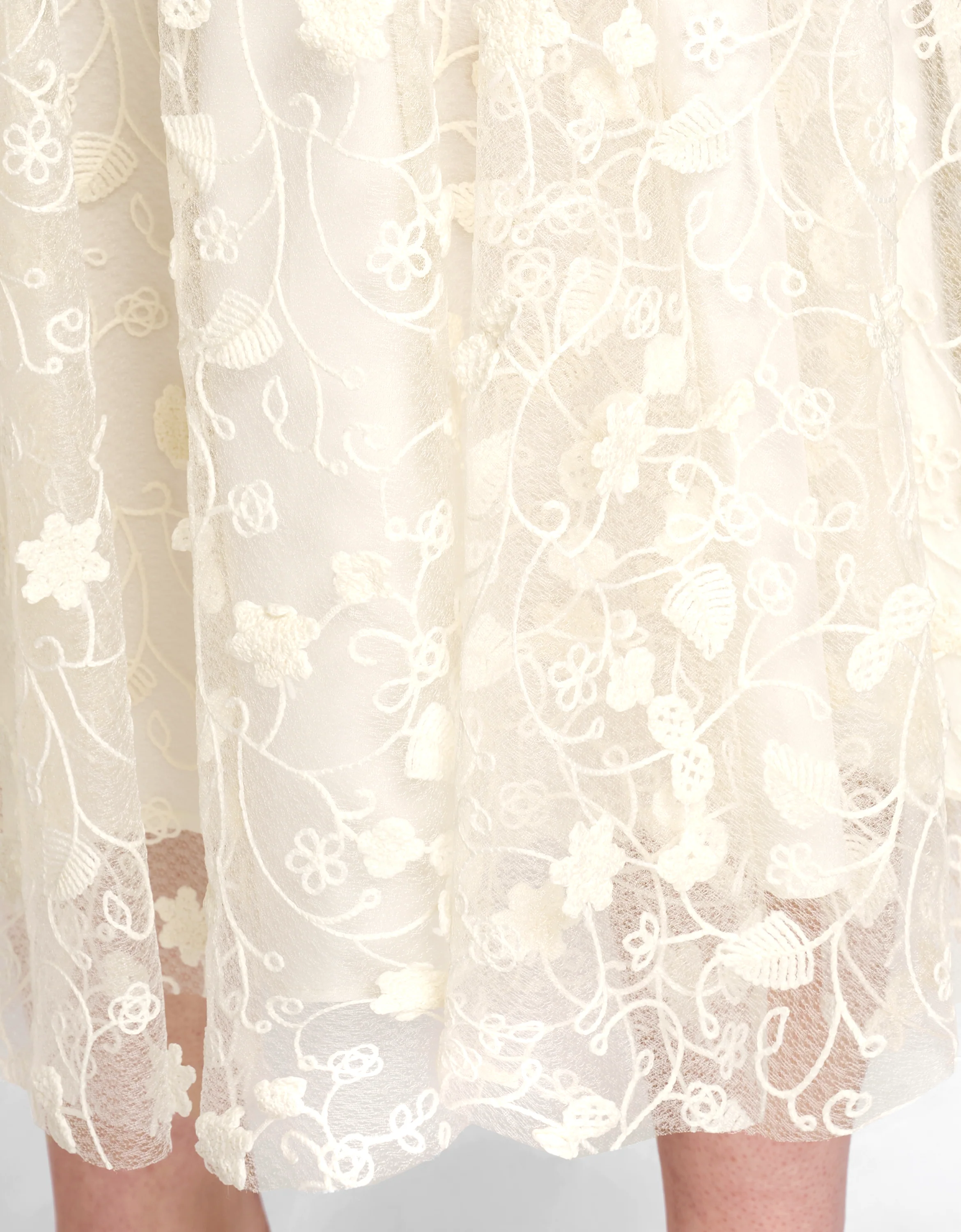 Square Neck Lace Skirt Midi Dress - Image 24