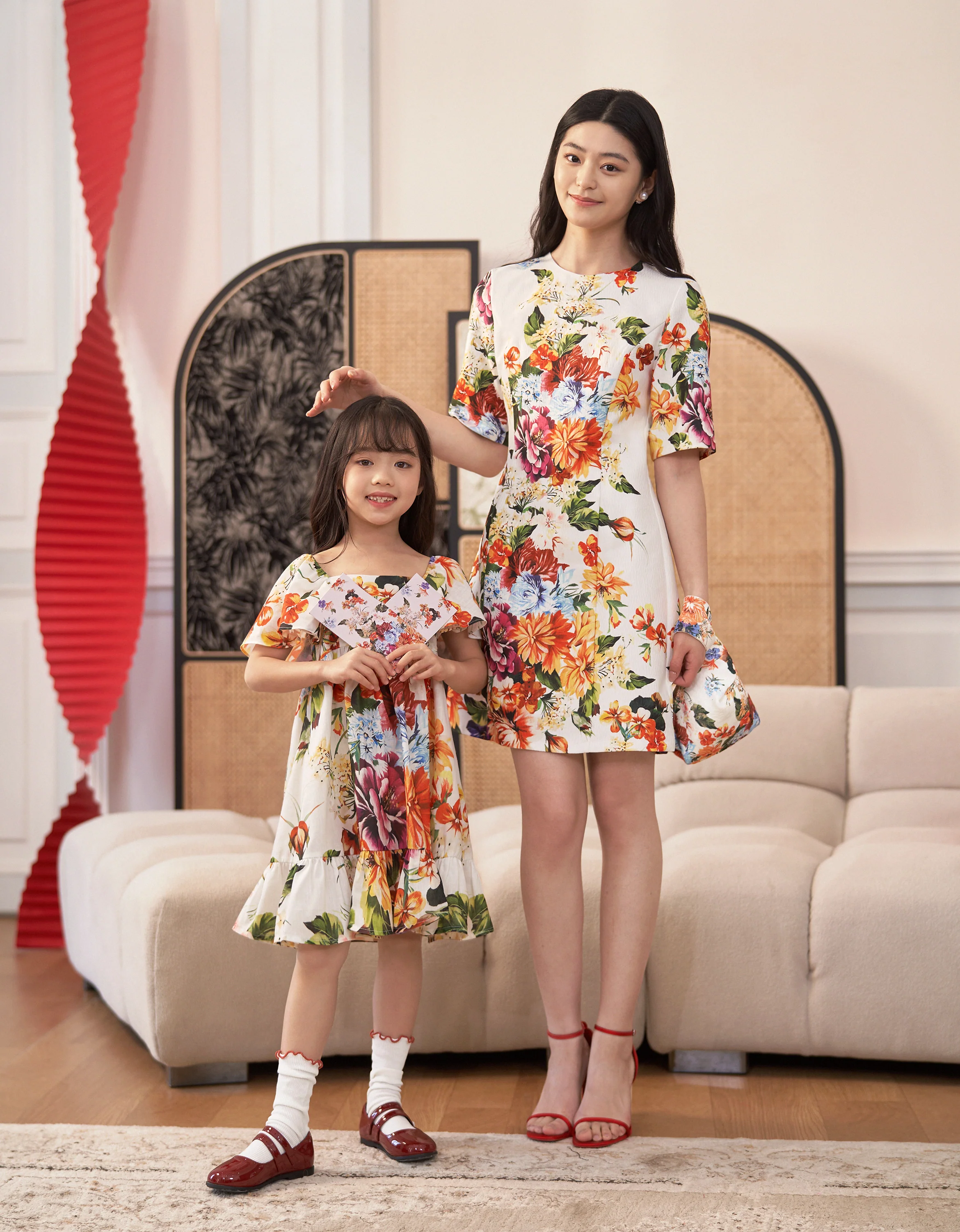 Square Neck Ruffled Sleeves Floral Dress - Image 4