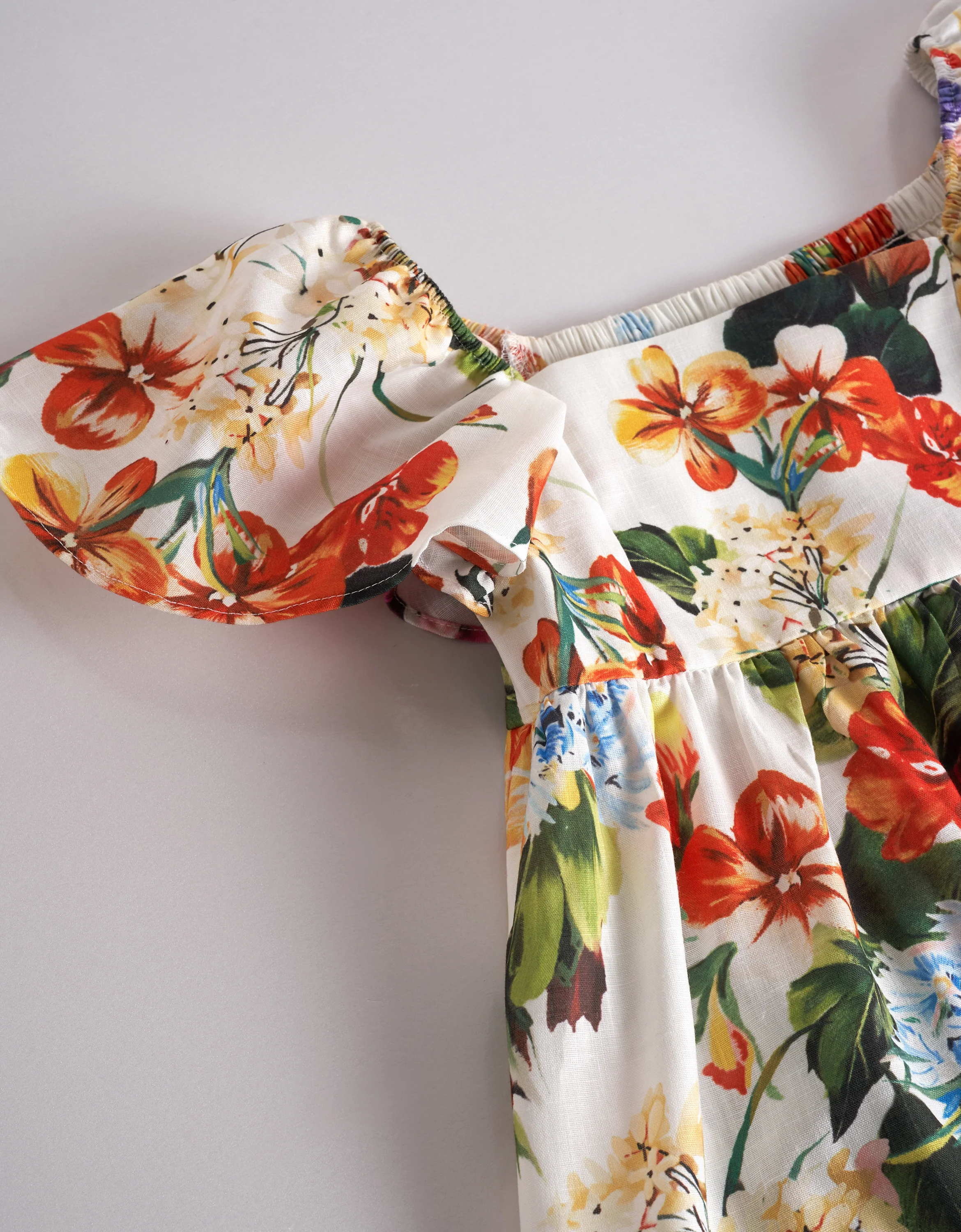 Square Neck Ruffled Sleeves Floral Dress - Image 6