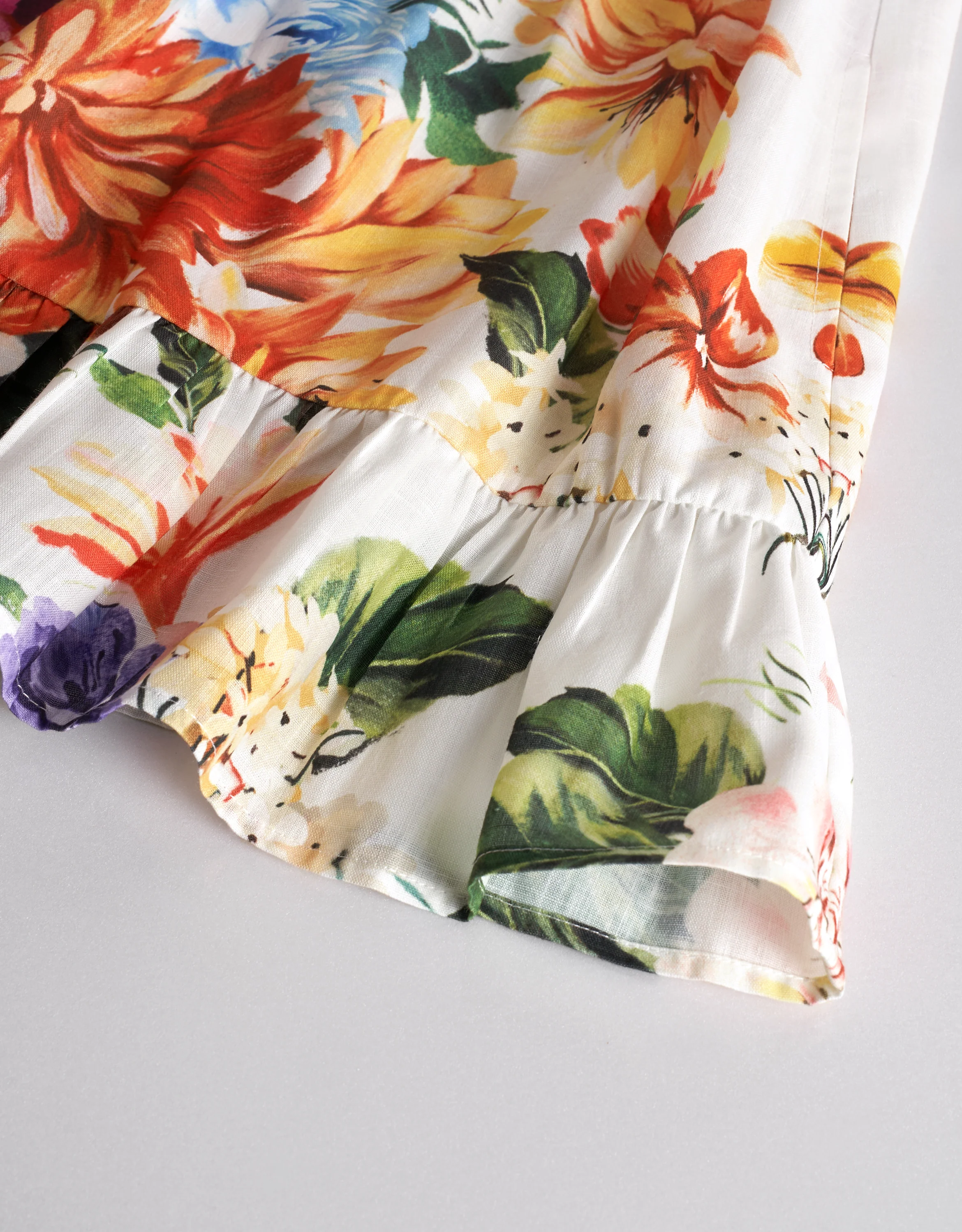 Square Neck Ruffled Sleeves Floral Dress - Image 7