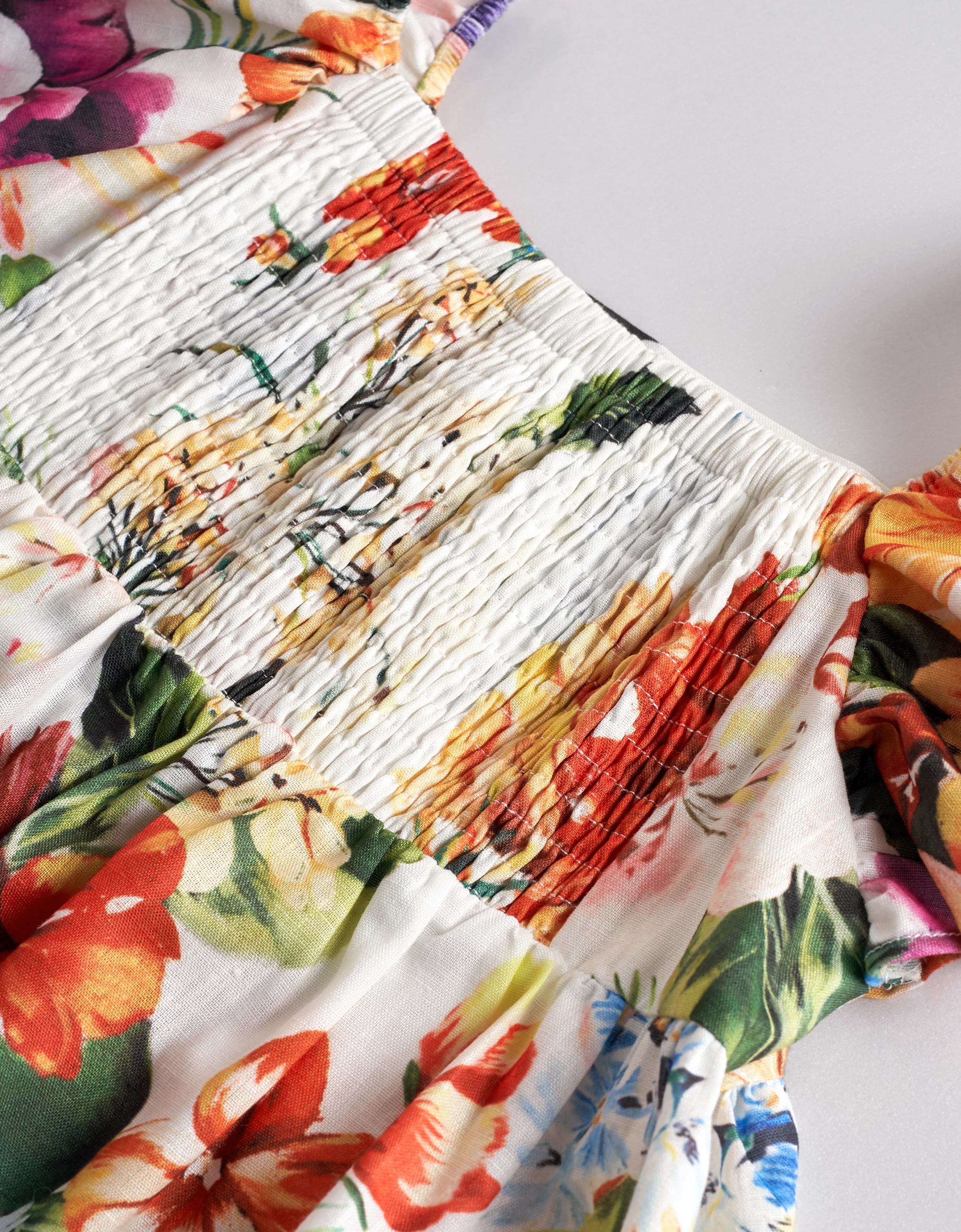 Square Neck Ruffled Sleeves Floral Dress - Image 8