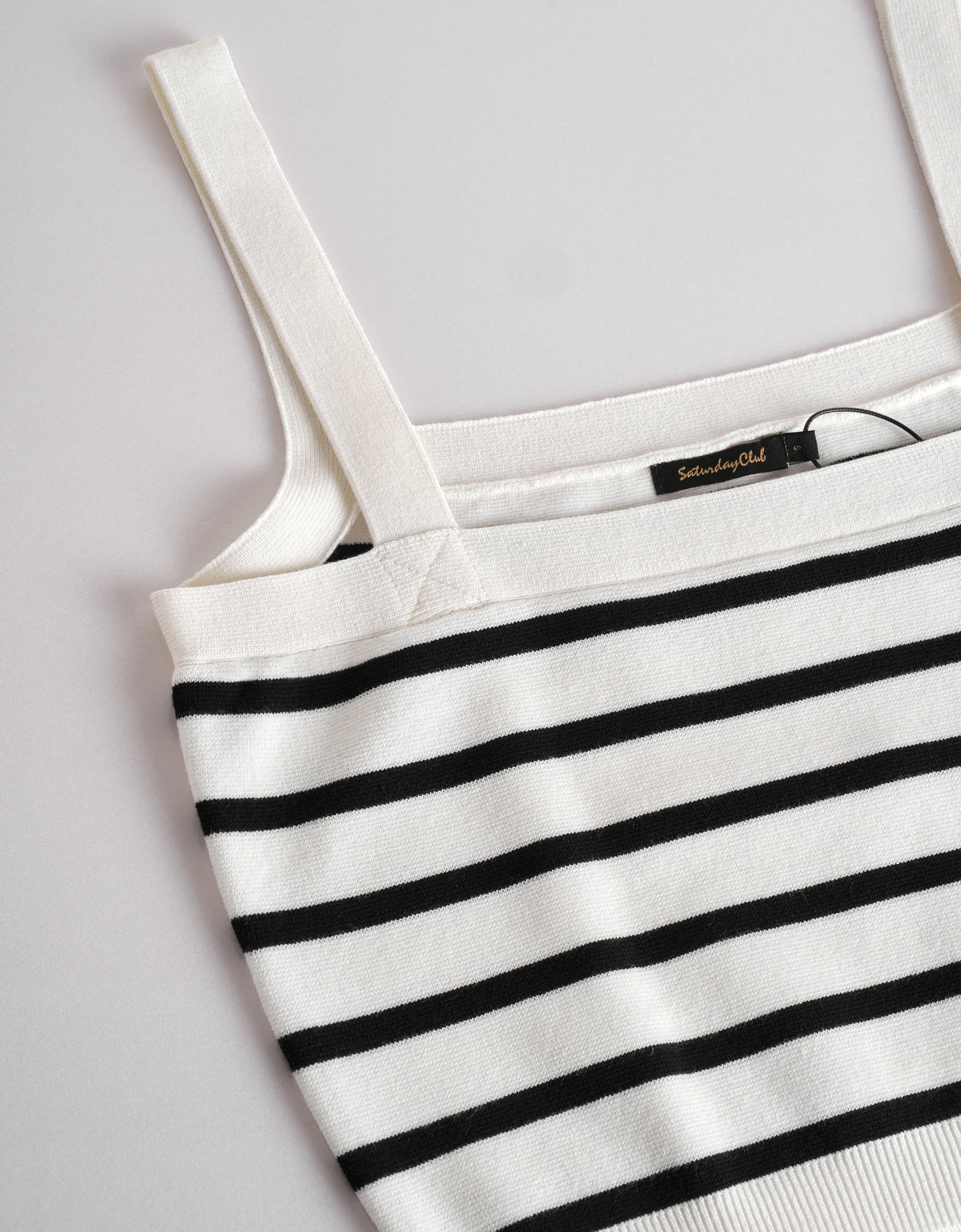 Square Neck Striped Cropped Tank Top - Image 5