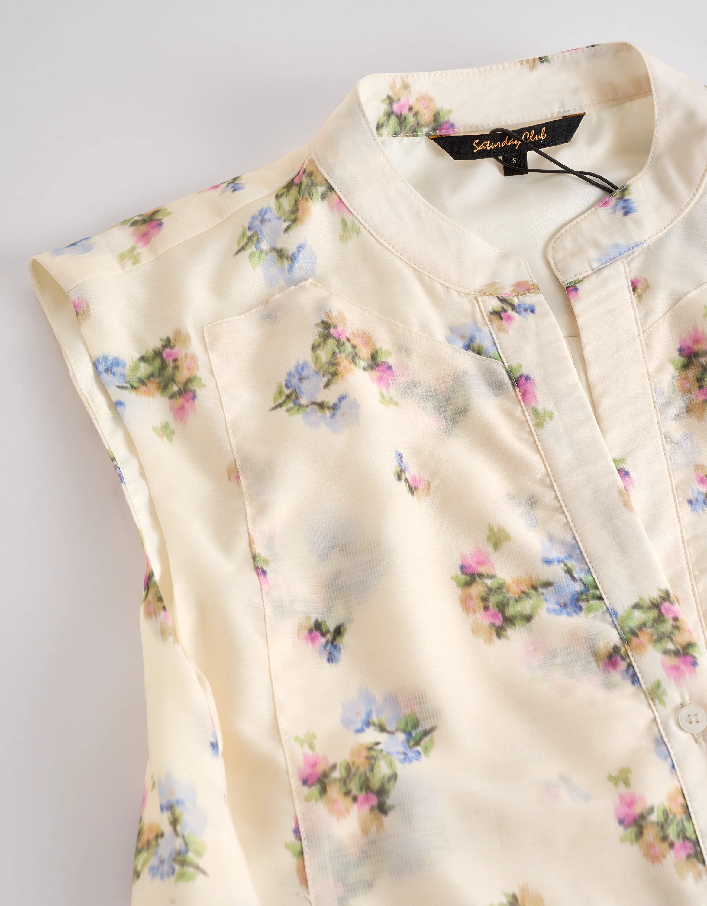 Stand Collar Floral Print Sleeveless Dress - Image 6