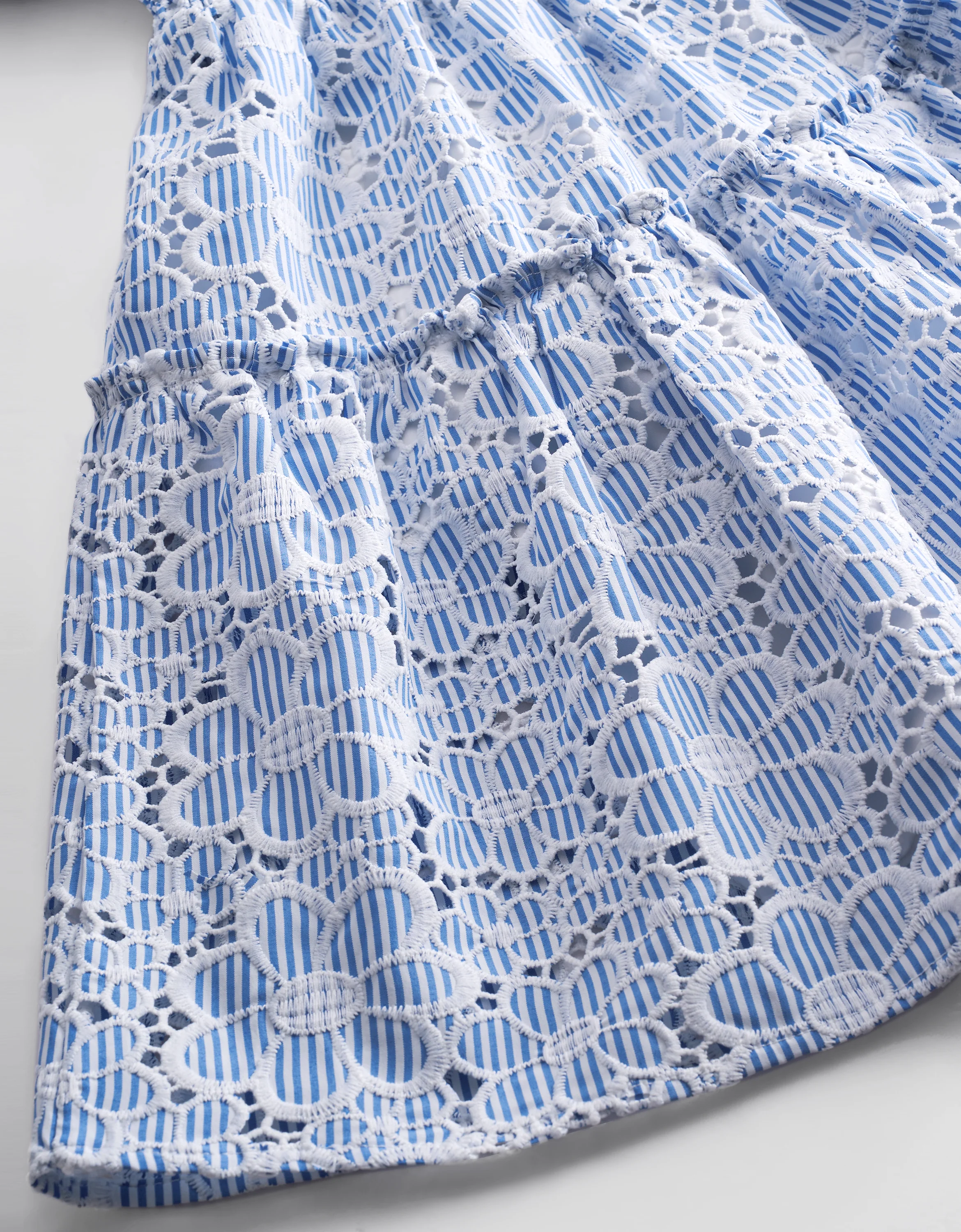 Striped Floral Embroidery V-neck Dress - Image 14