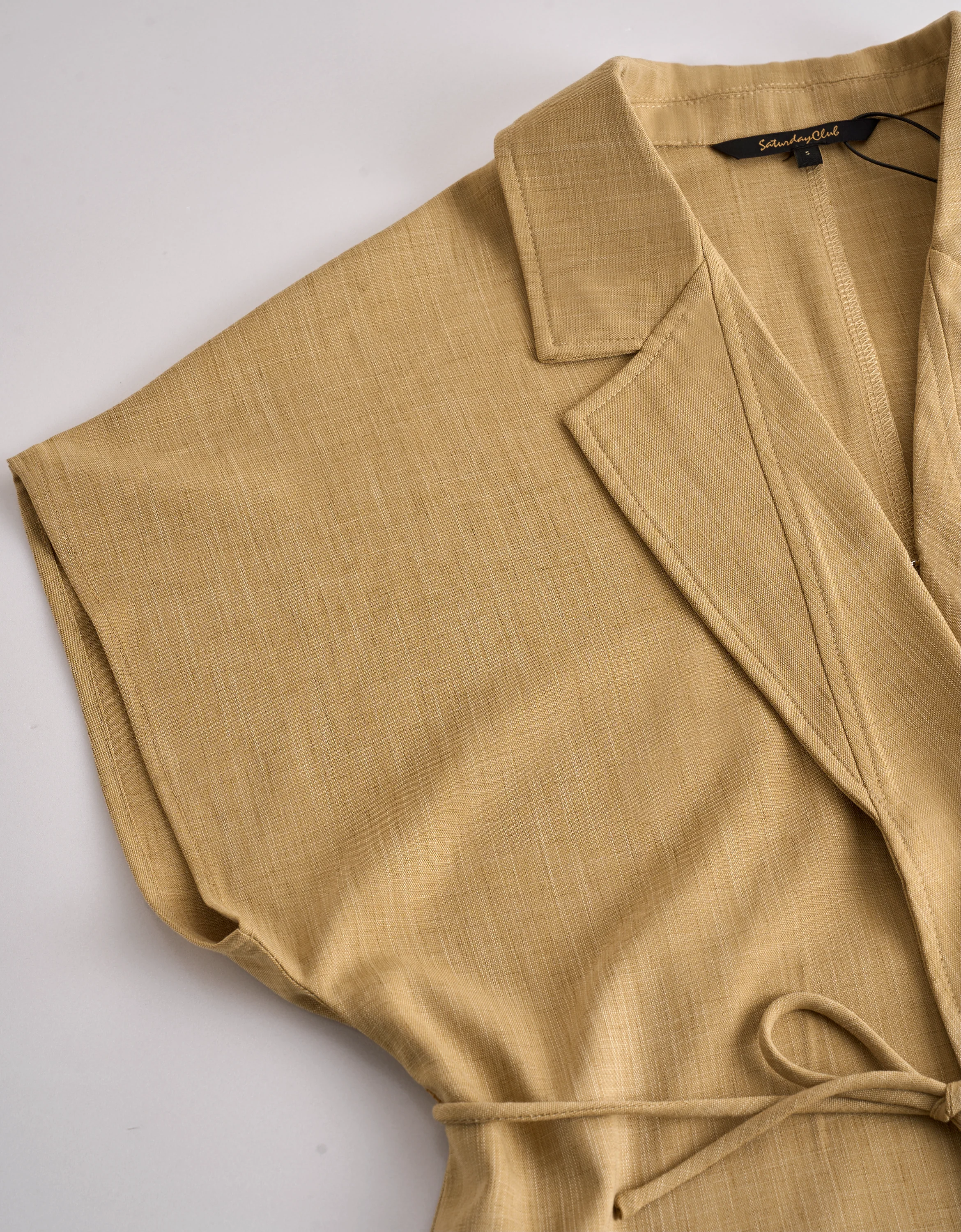 Suit Collar Tie Up Short Sleeve Top - Image 5