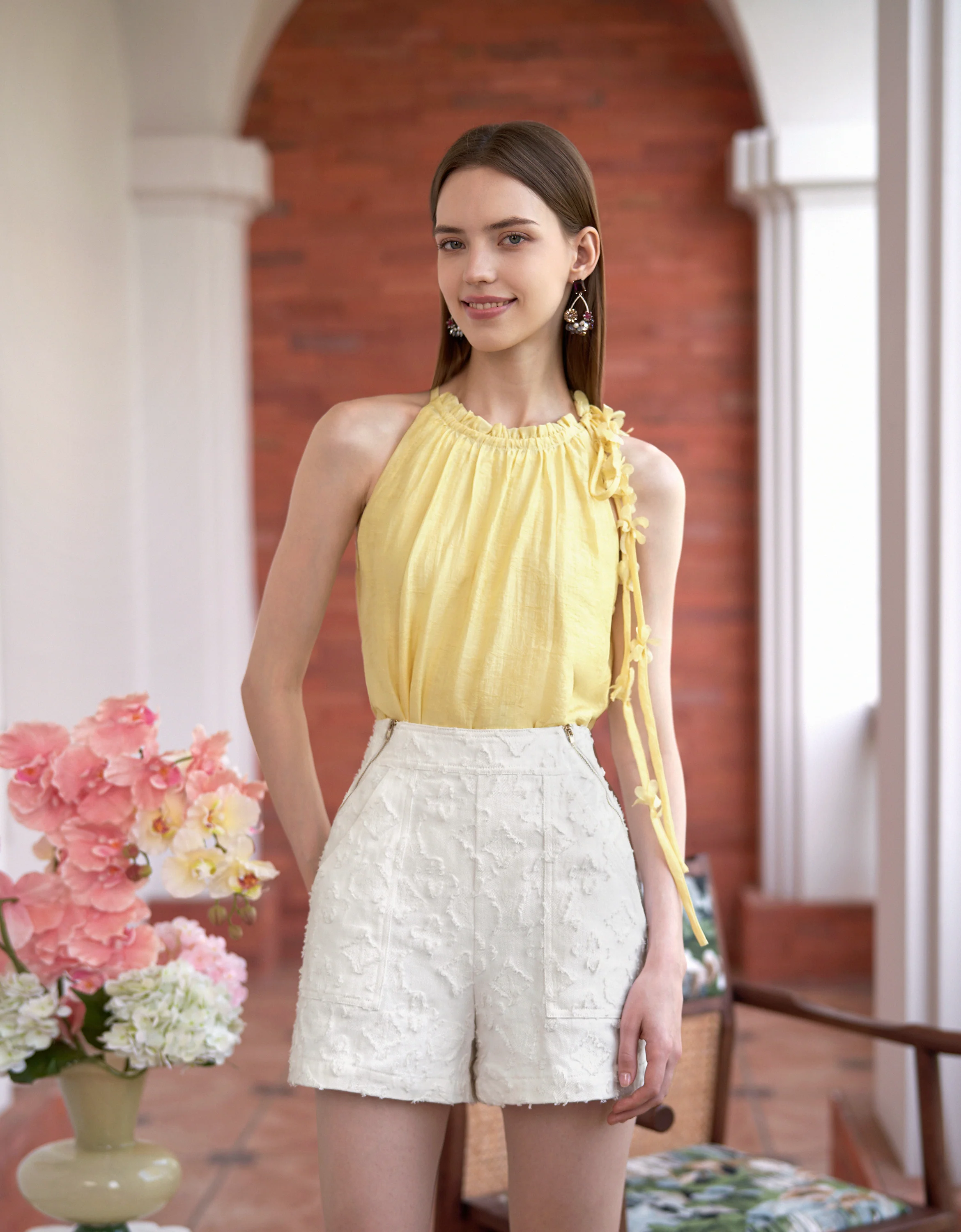 Tencel-blend 3D Floral Halterneck Top - Image 14