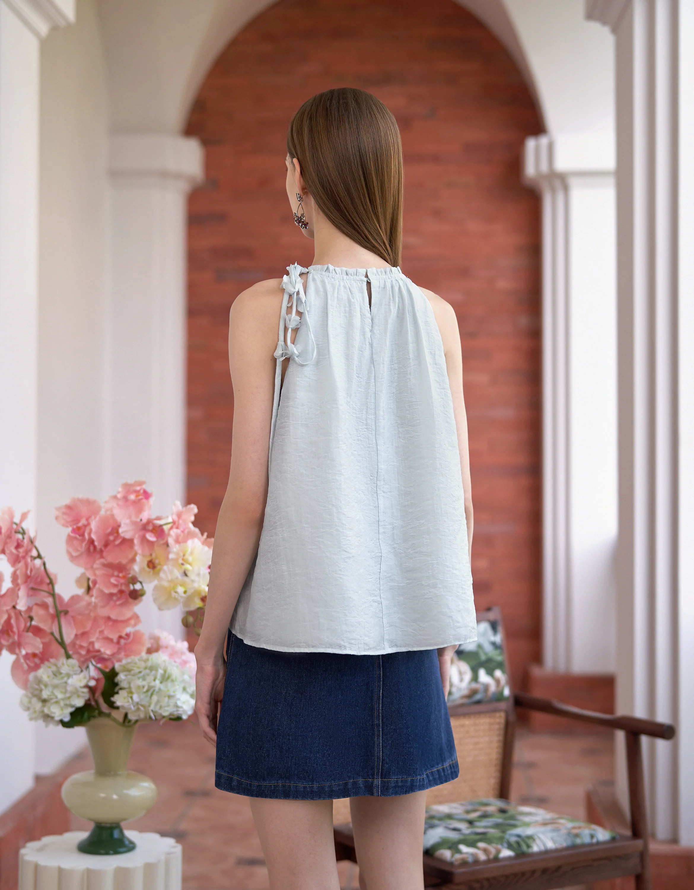 Tencel-blend 3D Floral Halterneck Top - Image 7