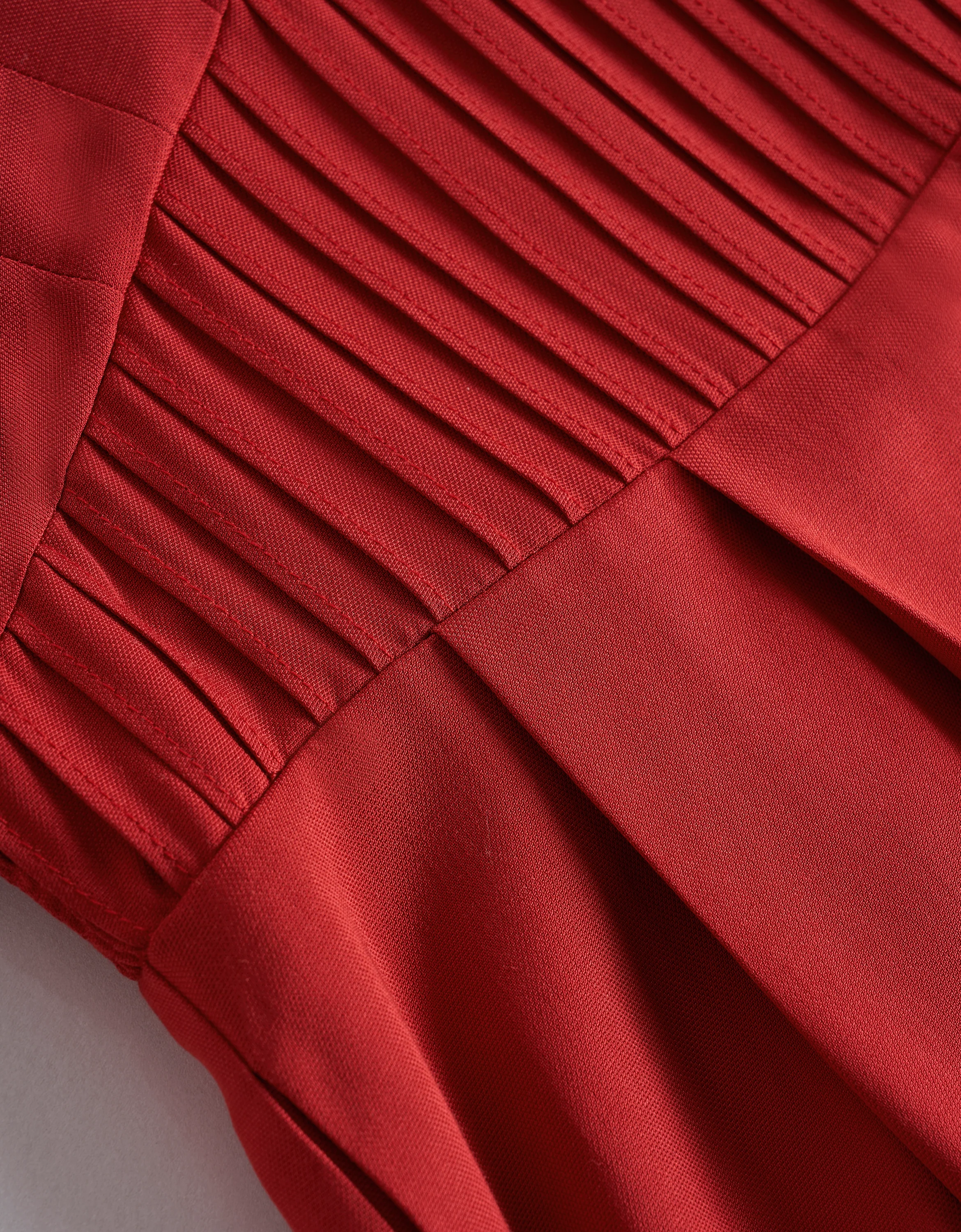 Tencel-linen Pleated Waist V-neck Dress - Image 6