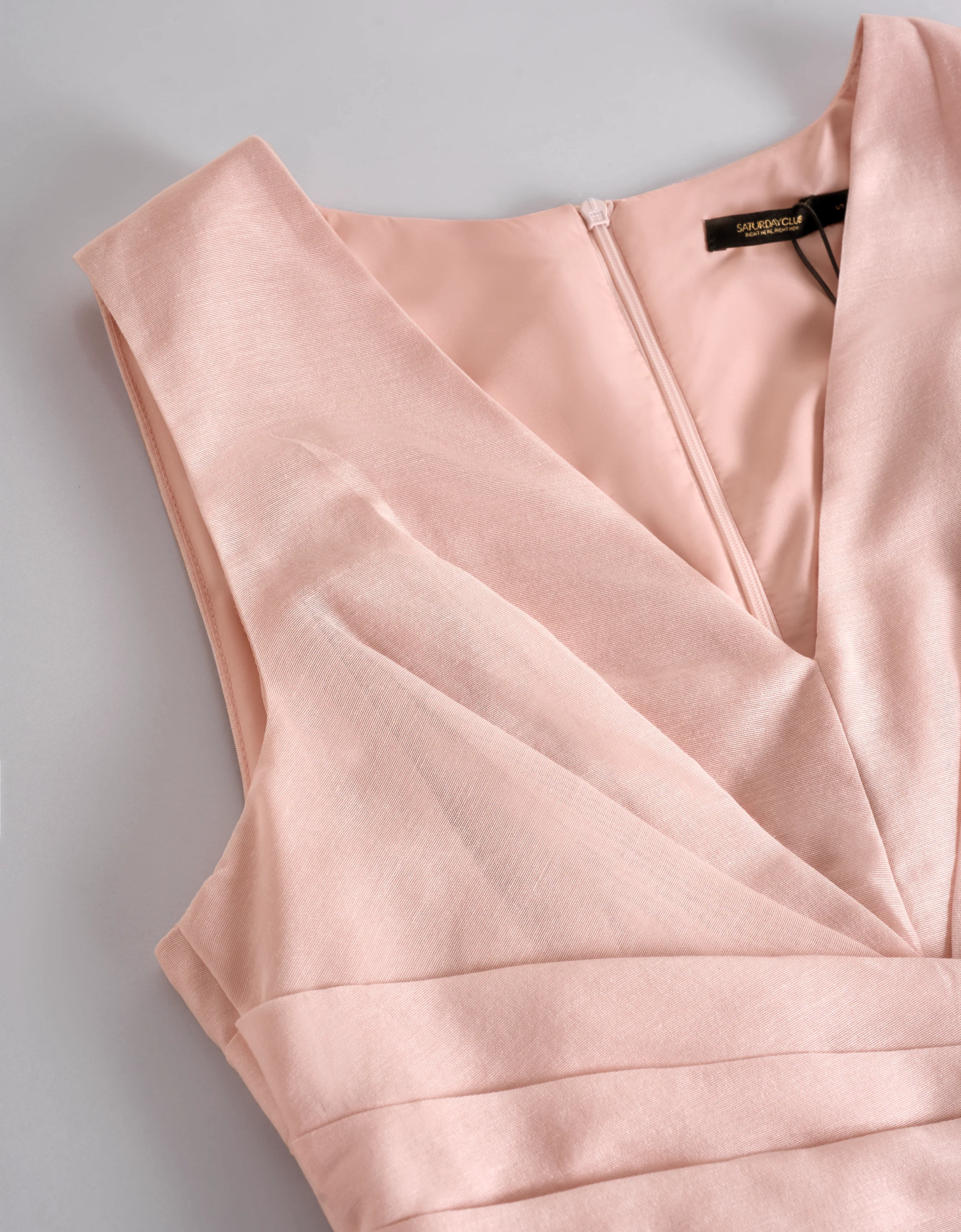 Tencel-linen Wrap Waist V-neck Dress - Image 5