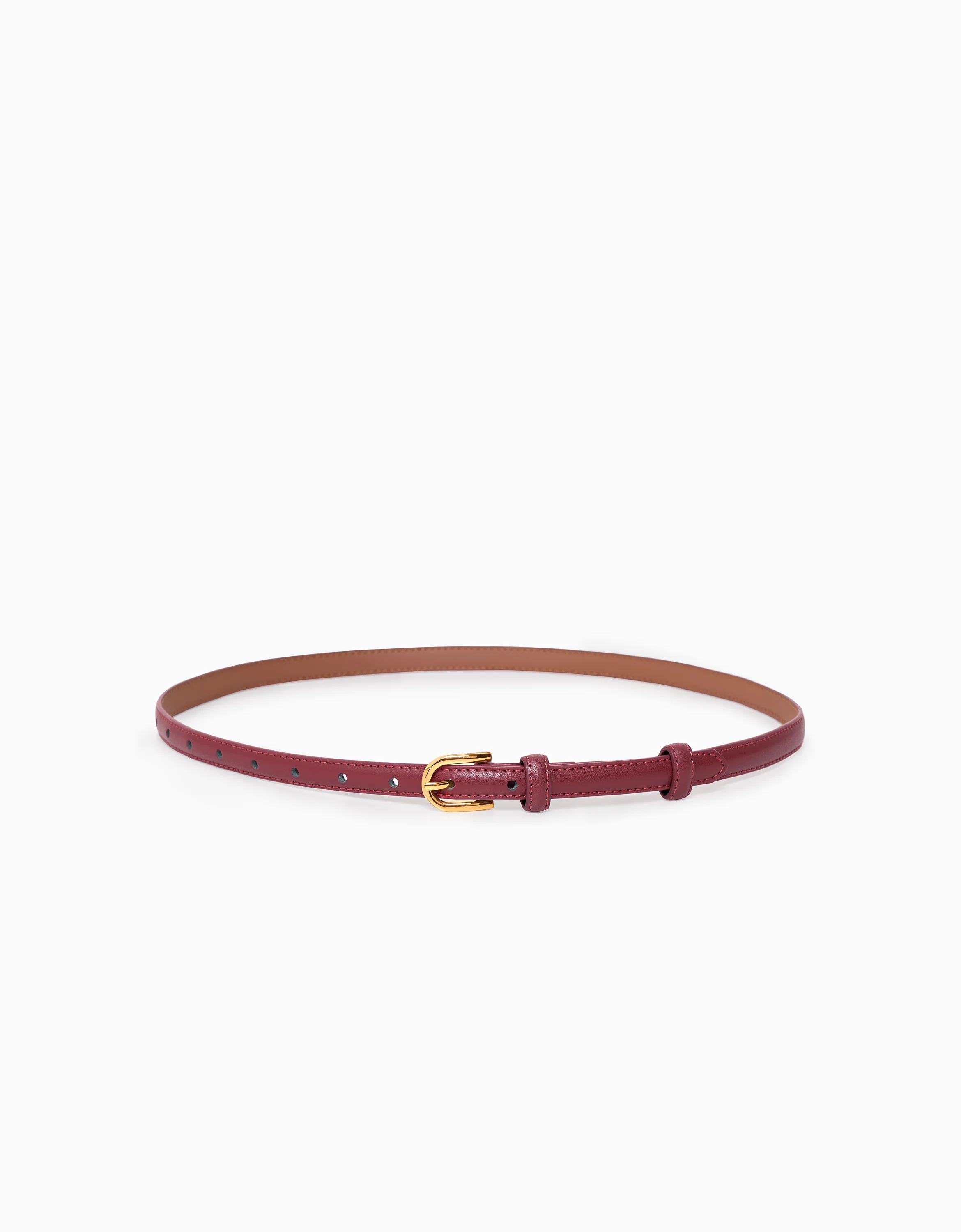 Textured Horseshoe Buckle Thin Leather Belt - Image 4