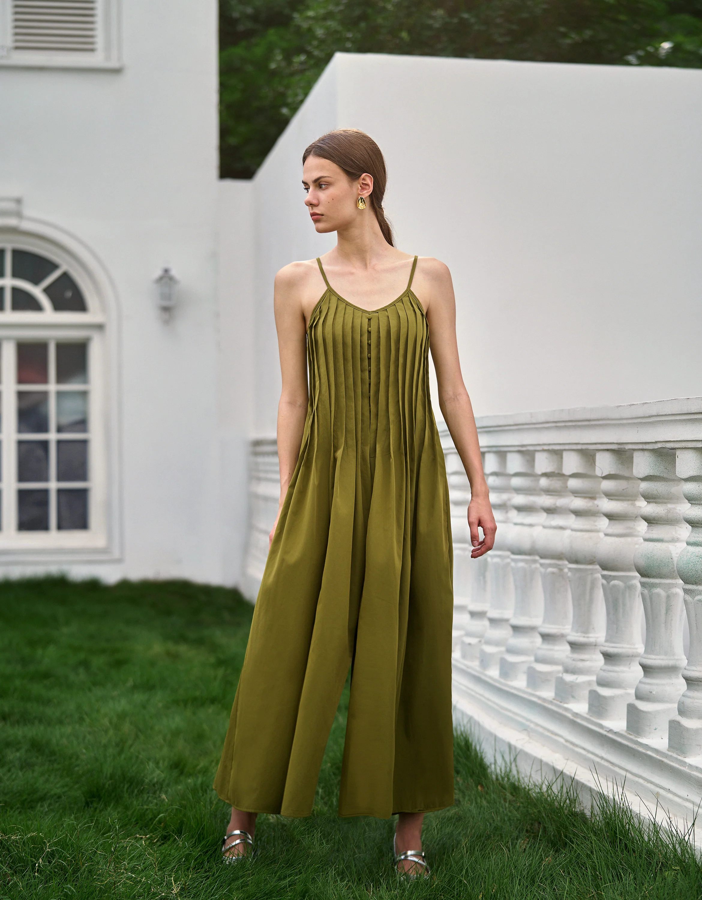 Tie Back Strap Pleated Jumpsuit - Image 2