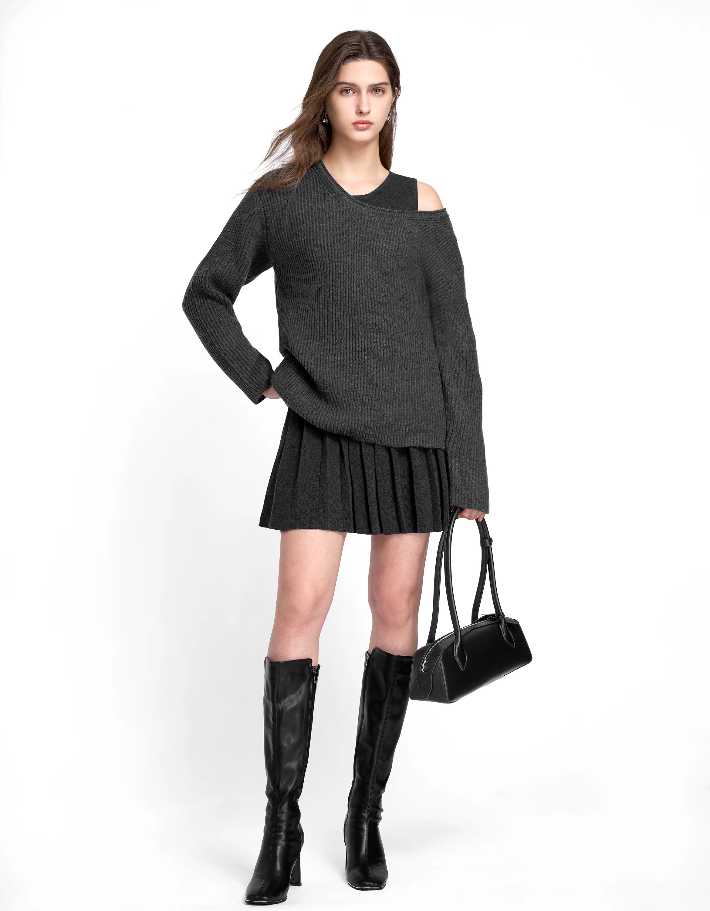 Two-piece Oversized Sweater & Pleated Dress Set - Image 11