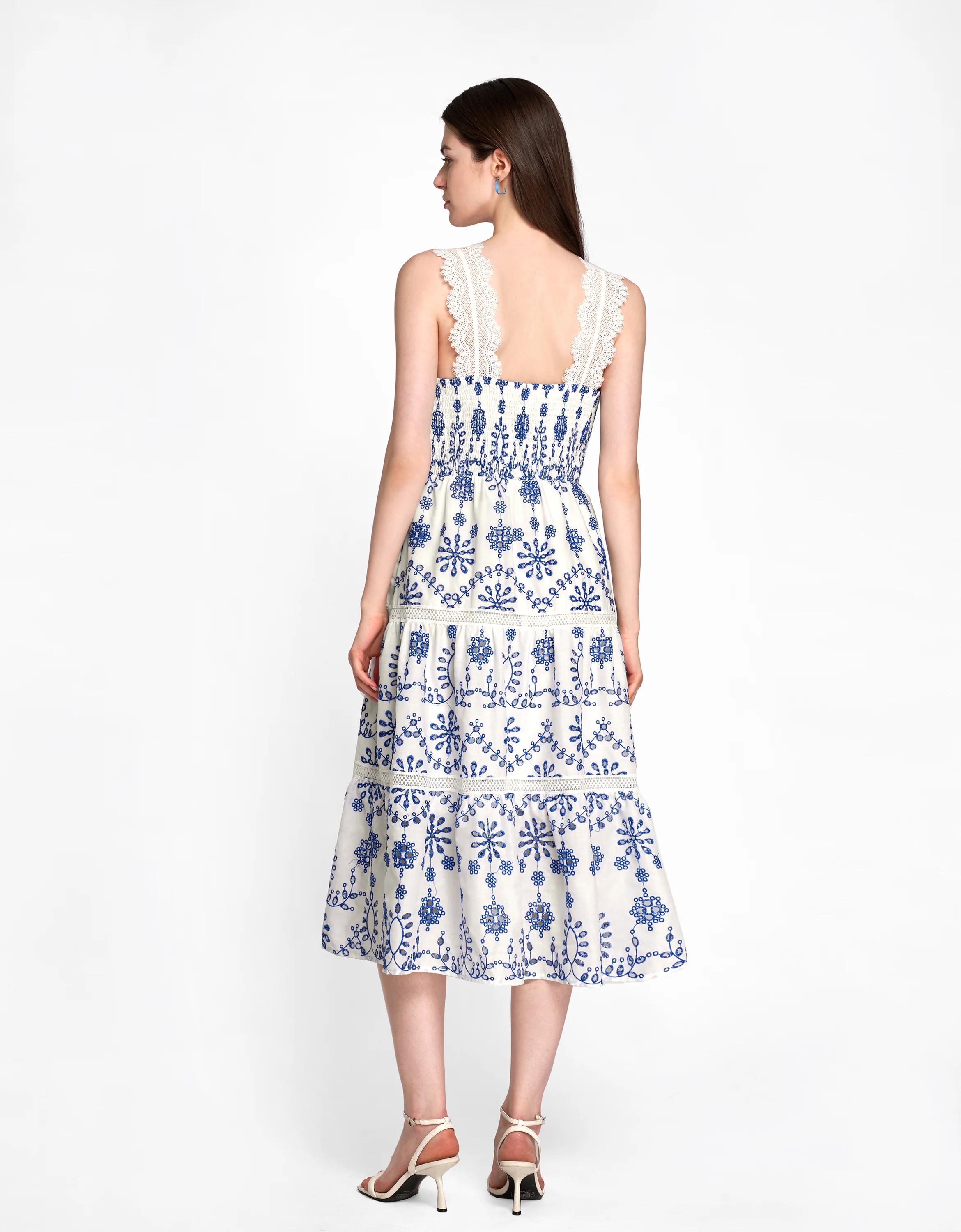 Two-tone Embroidered Midi Strap Dress - Image 10