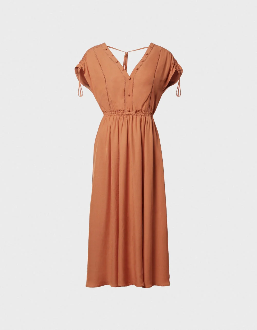 V-neck Cuff Tie Detail Dress - Image 5