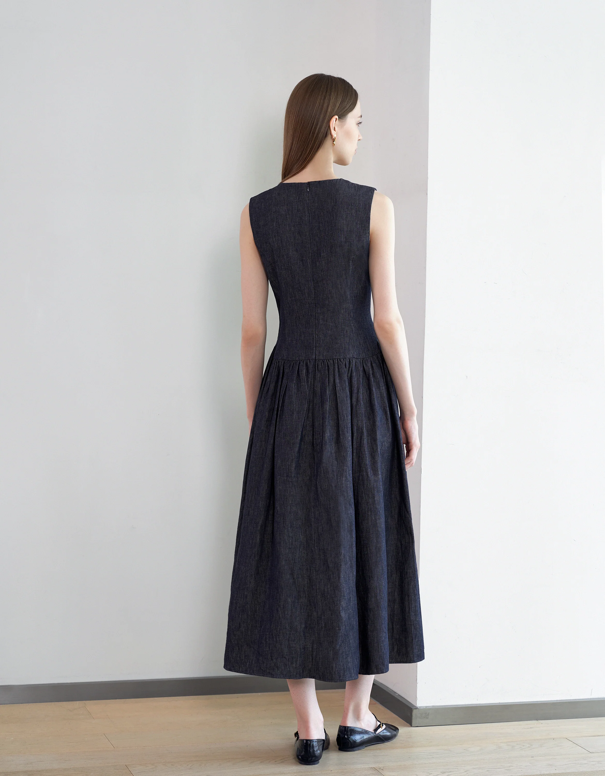 Vest Style Denim Maxi Dress - Image 5