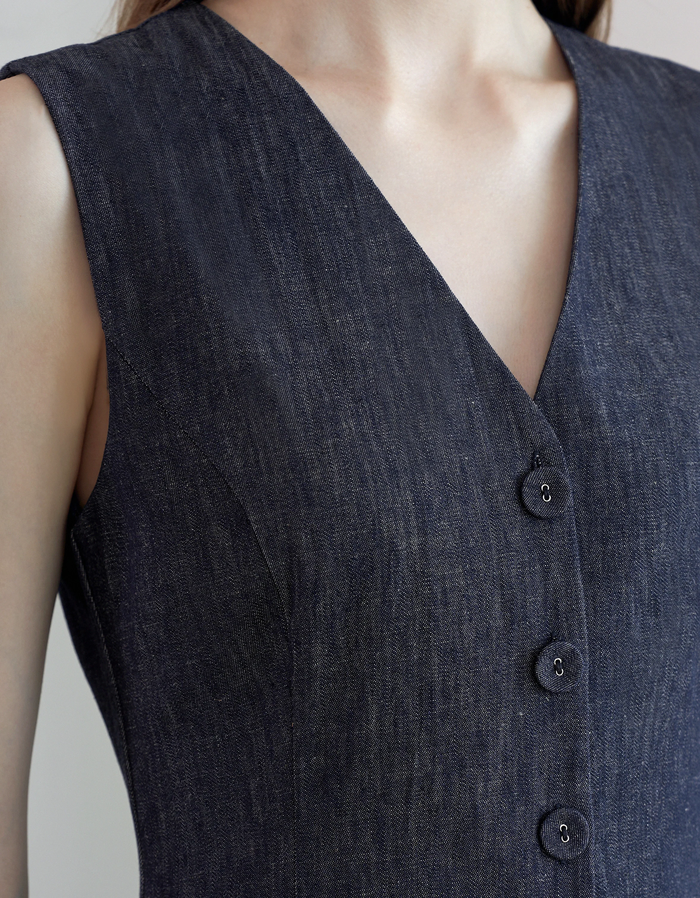 Vest Style Denim Maxi Dress - Image 6