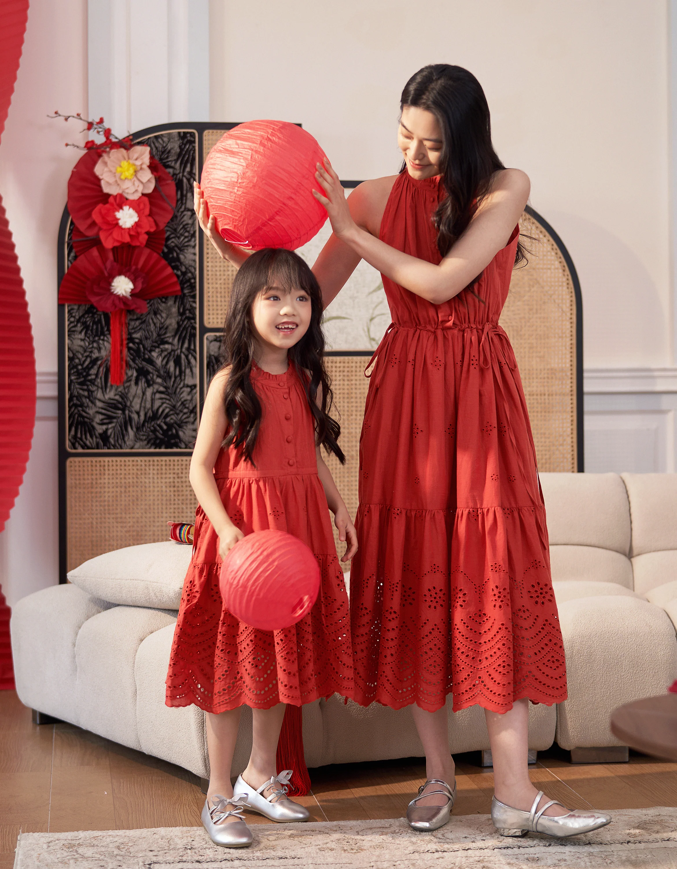 Waist Tie Sleeveless Embroidered Dress - Image 3