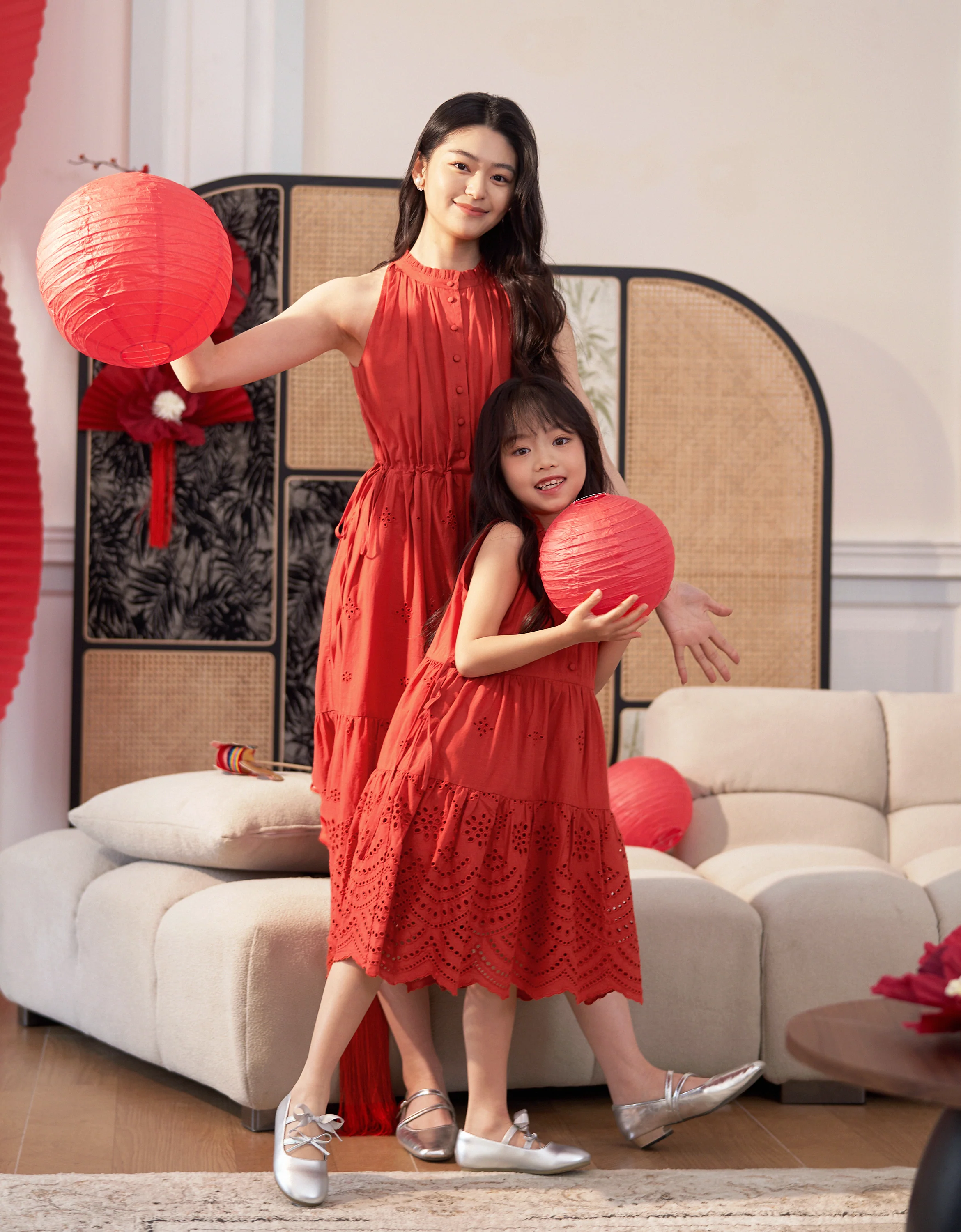 Waist Tie Sleeveless Embroidered Dress - Image 6