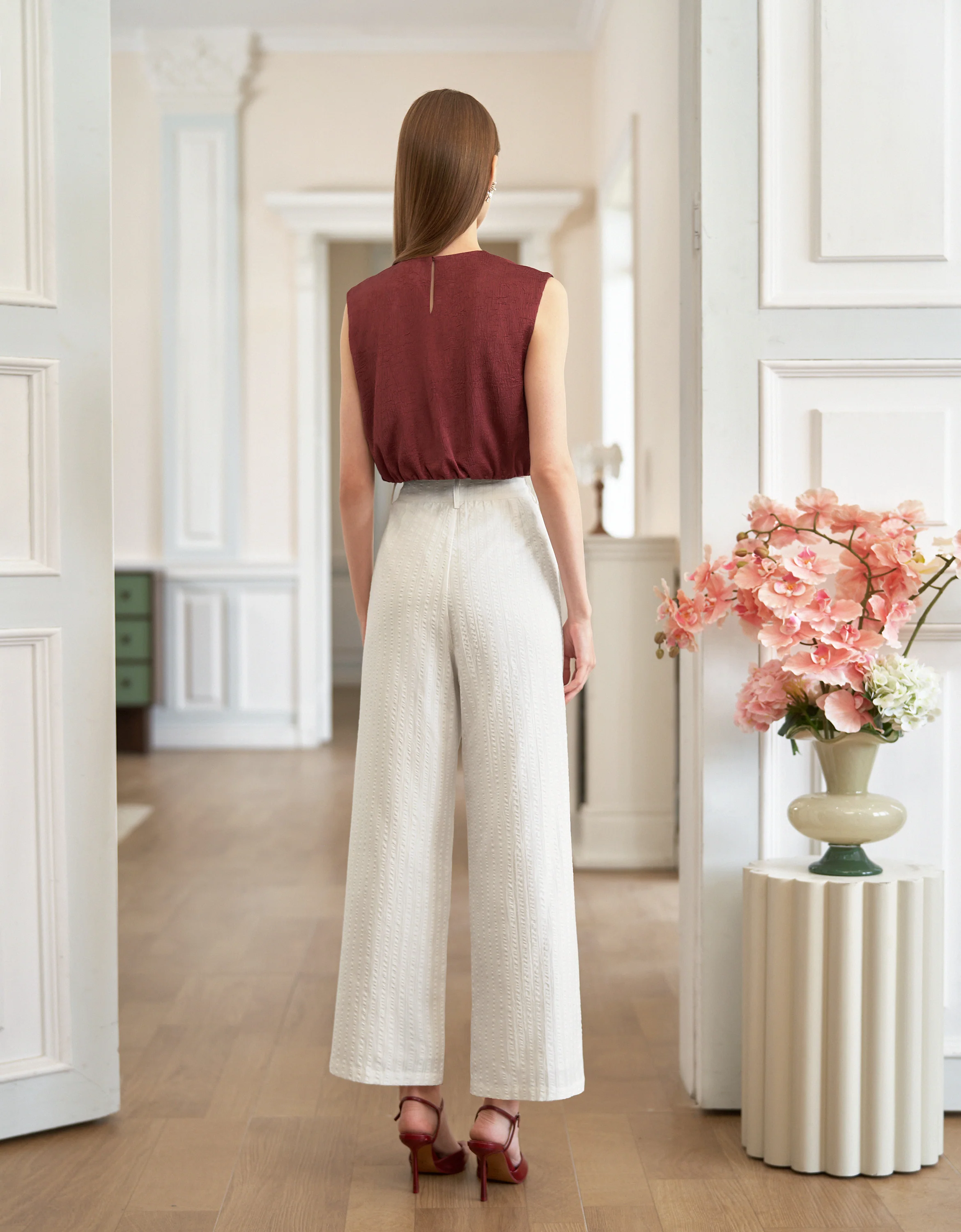 Wide-leg Striped Textured Trousers - Image 4