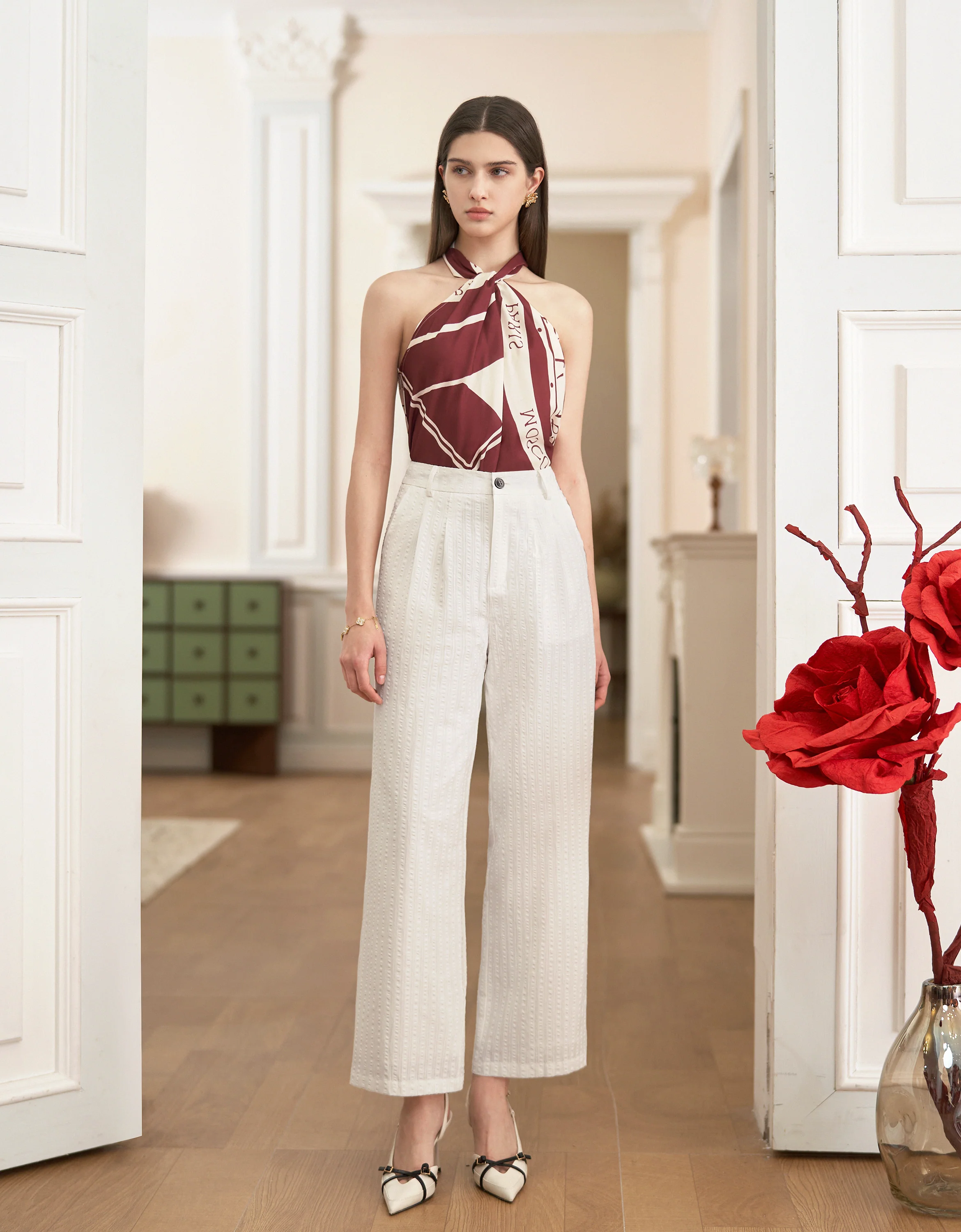Wide-leg Striped Textured Trousers - Image 6