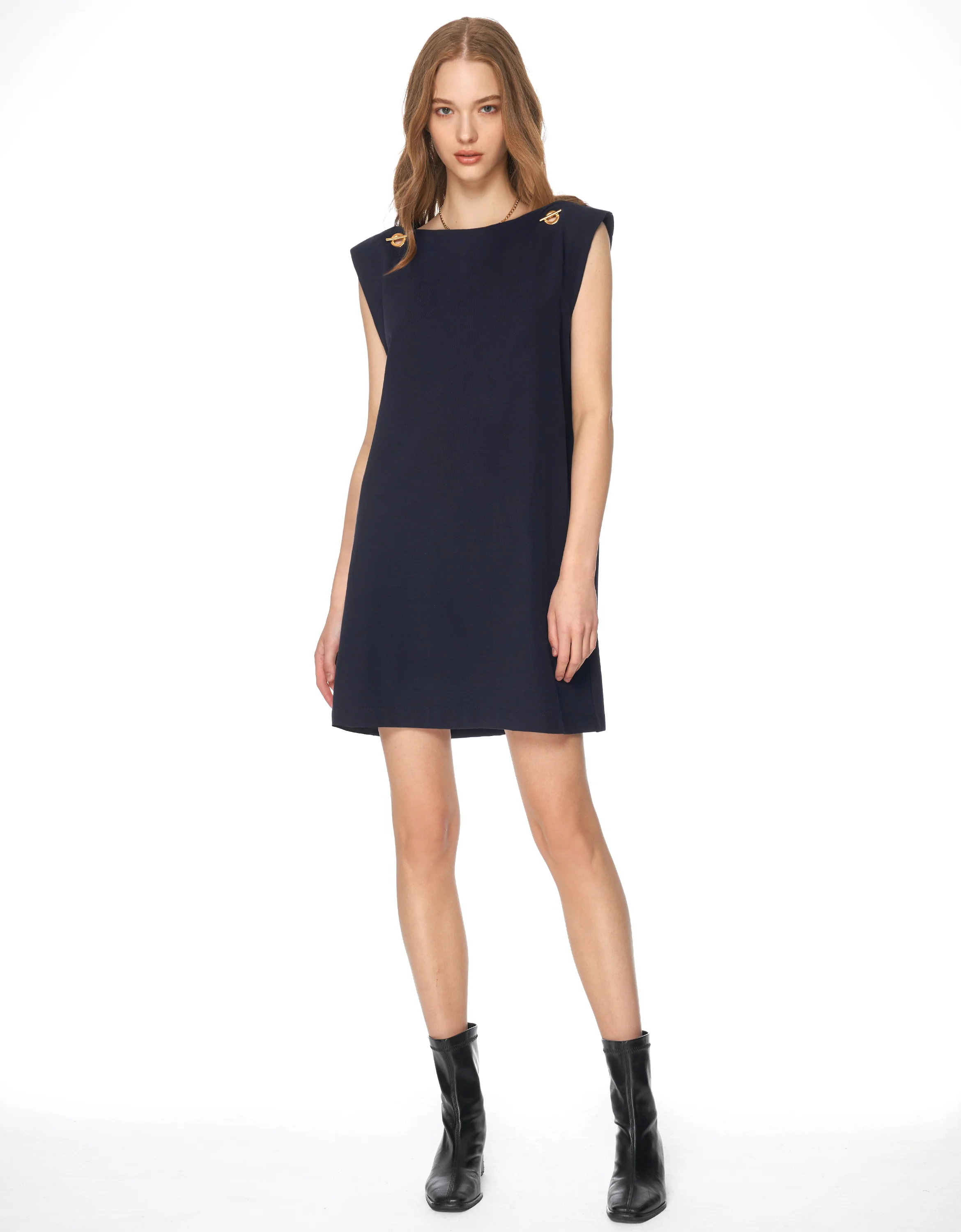 Wide Shoulder Metallic Detail Dress - Image 3
