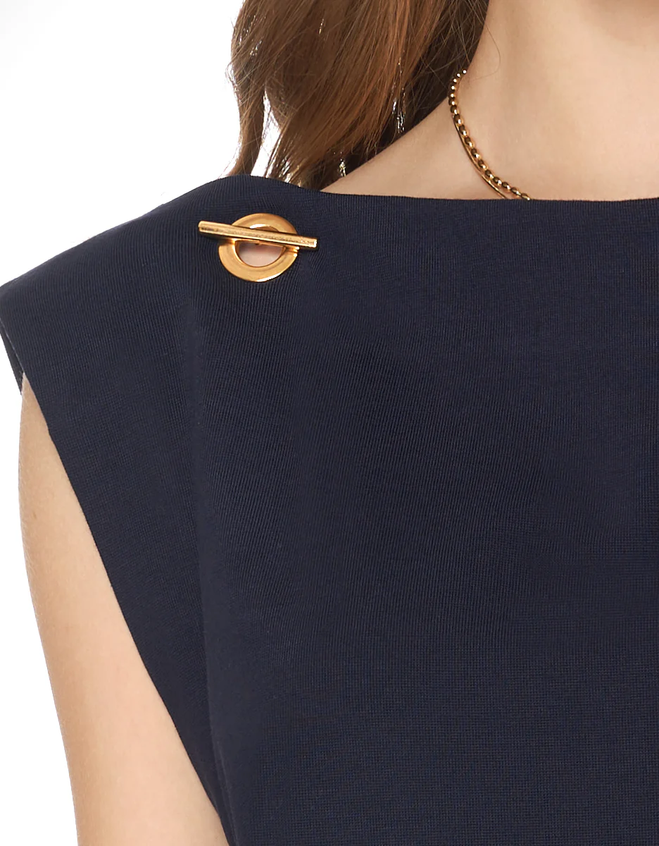Wide Shoulder Metallic Detail Dress - Image 4