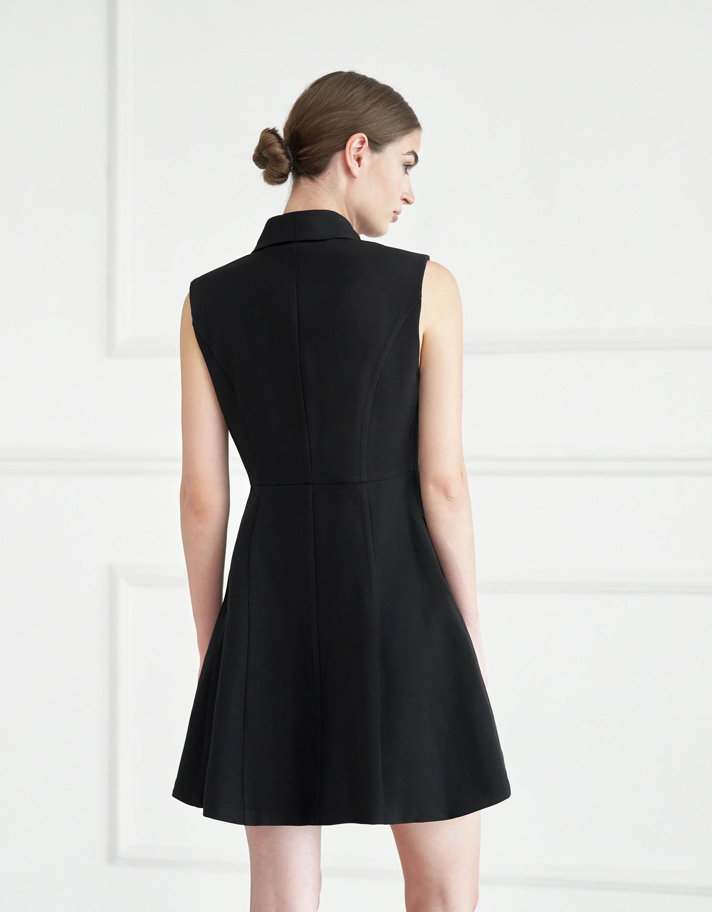 Wrap Front Pleated Panel Sleeveless Dress - Image 3