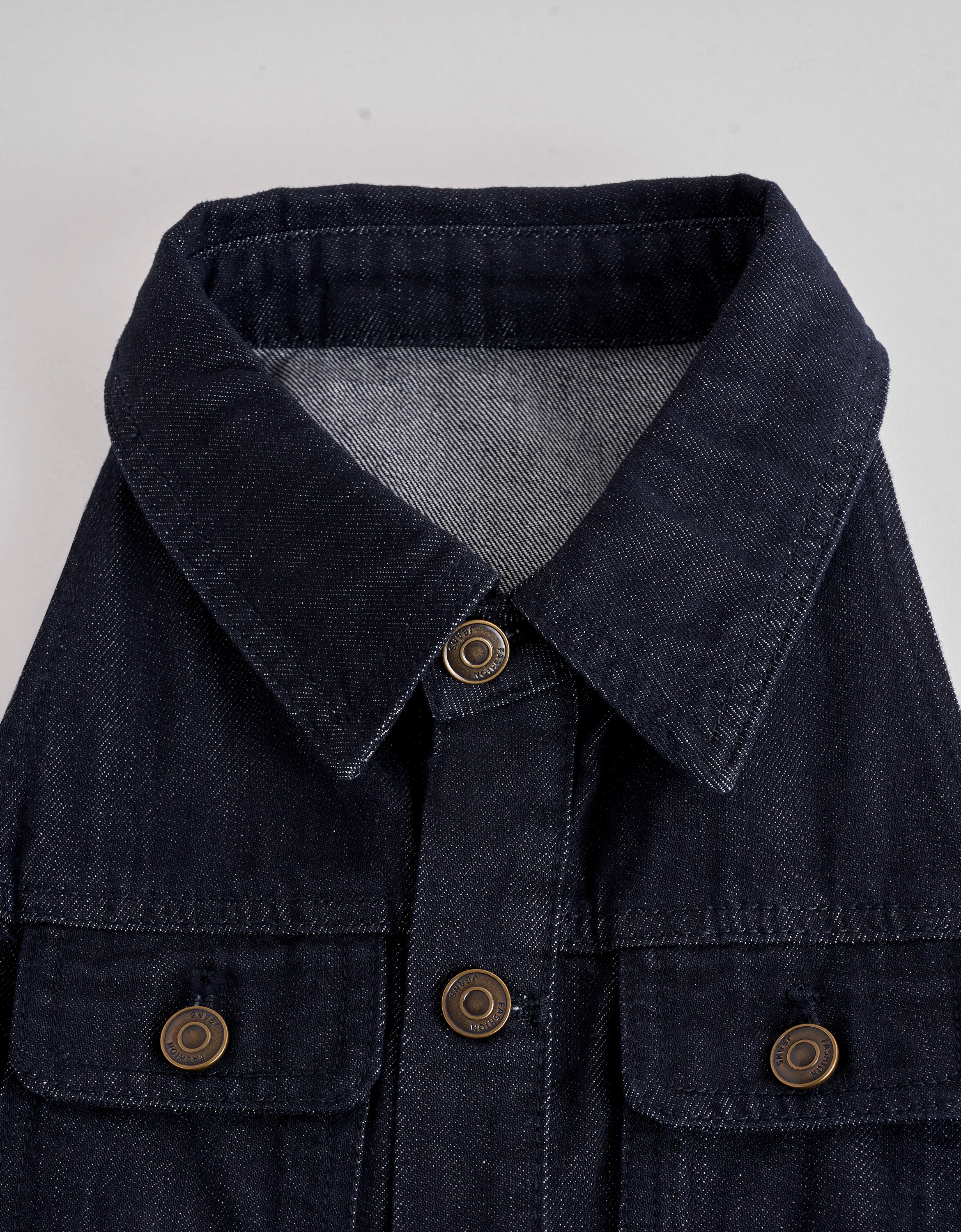 Wrap Skirt Halterneck Collared Denim Dress - Image 5